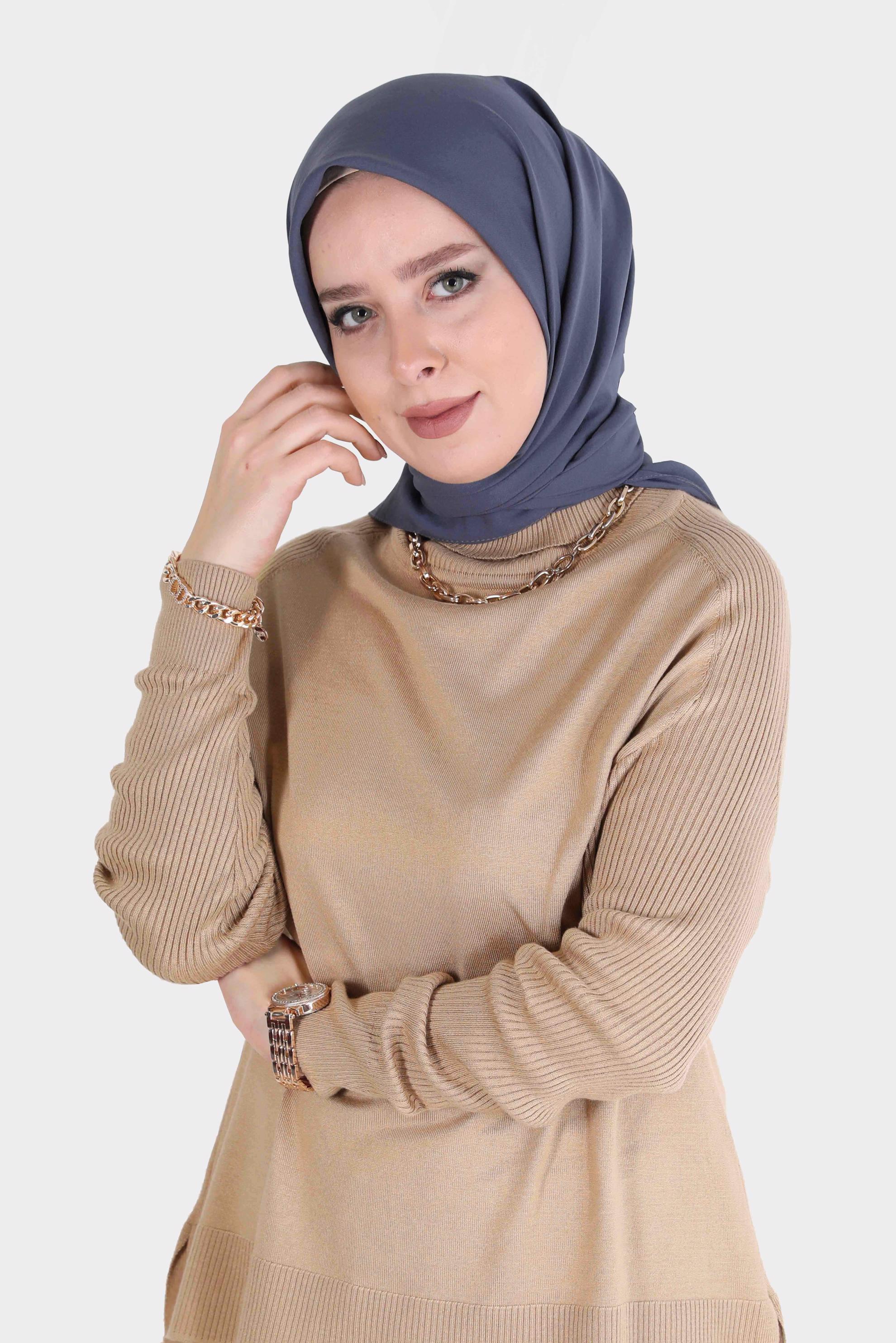 Hijab clothing GREY ALVİNA MEDINA SILK SCARF 8106 
