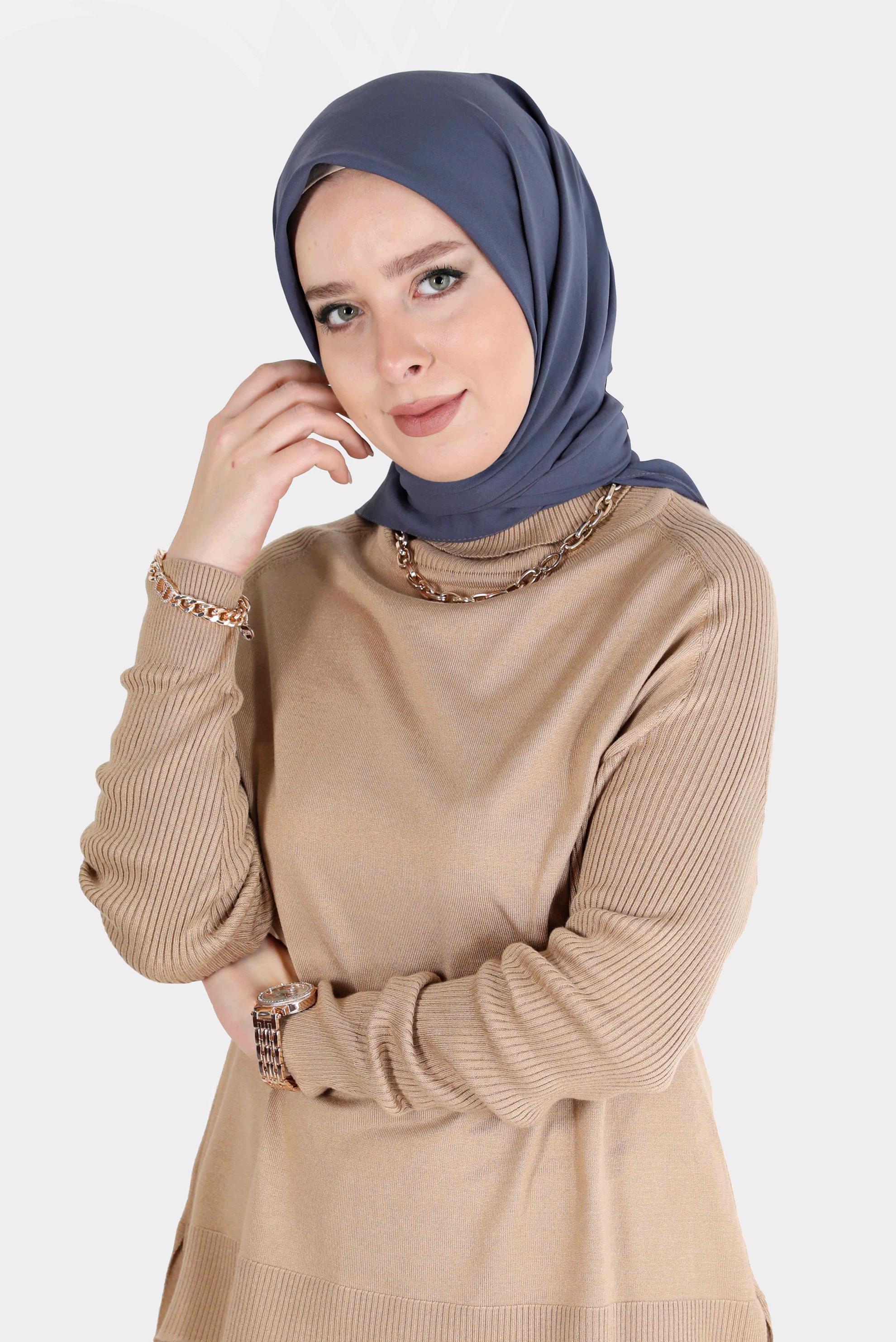 Hijab clothing NAVY BLUE ALVİNA MEDINA SILK SCARF 8106 