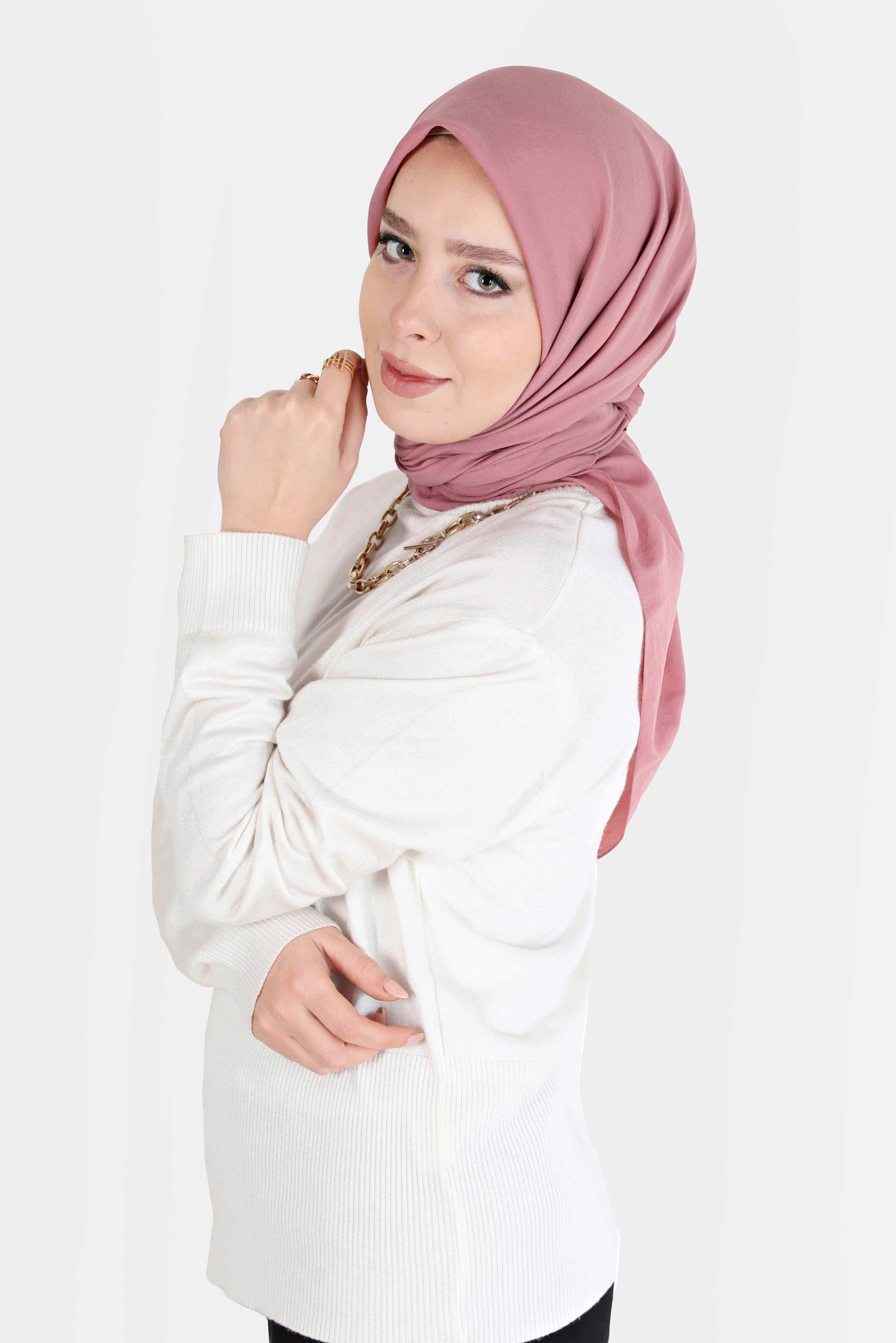 Tesettür giyim PEMBE ALVİNA MEDİNE İPEĞİ EŞARP 8106 