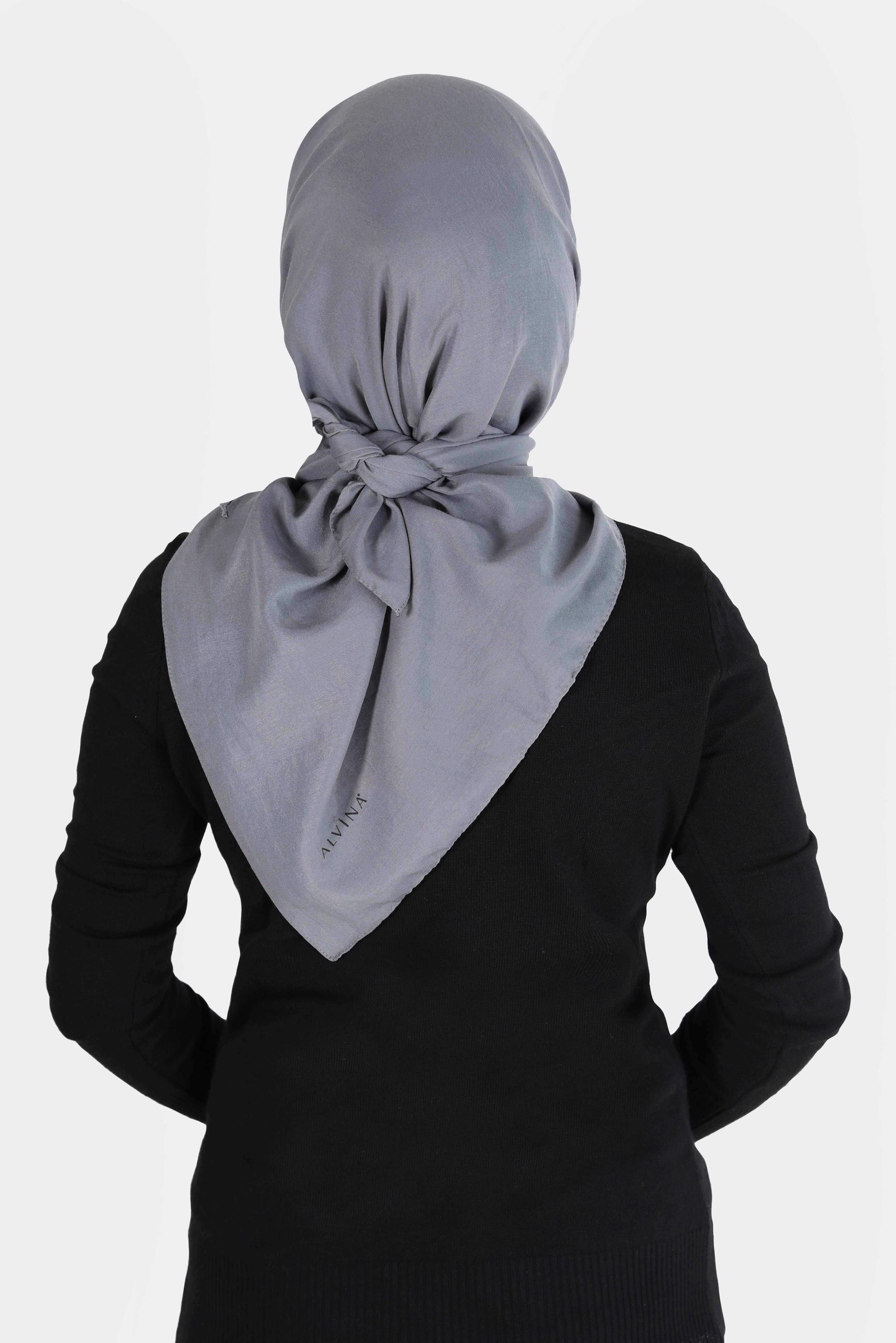 Tesettür giyim GRİ ALVİNA MEDİNE İPEĞİ EŞARP 8106 