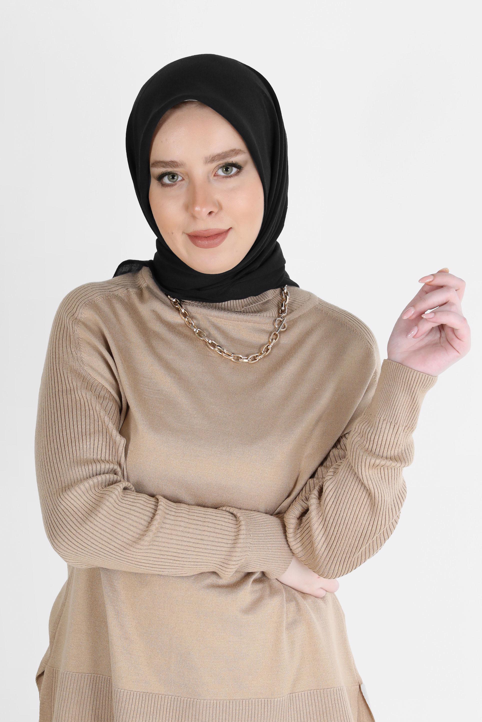 Tesettür giyim SİYAH ALVİNA BAMBU EŞARP 8107 