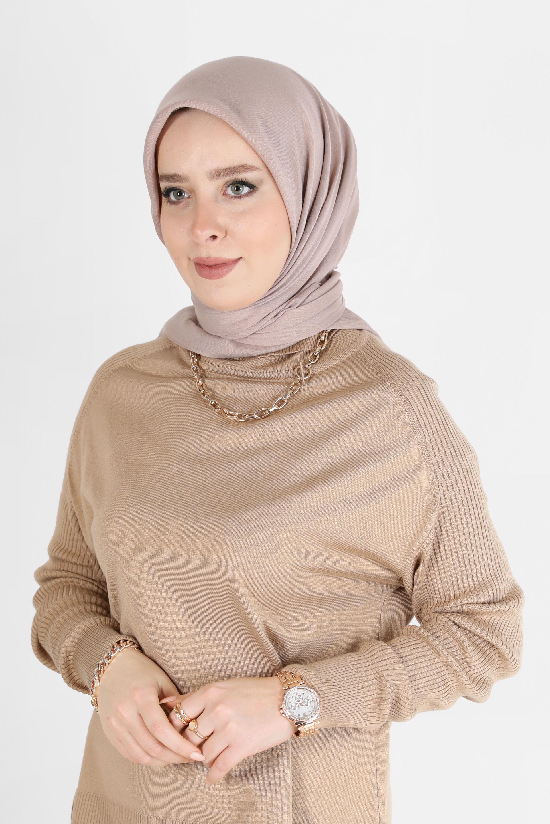 Tesettür giyim BEJ ALVİNA BAMBU EŞARP 8107 