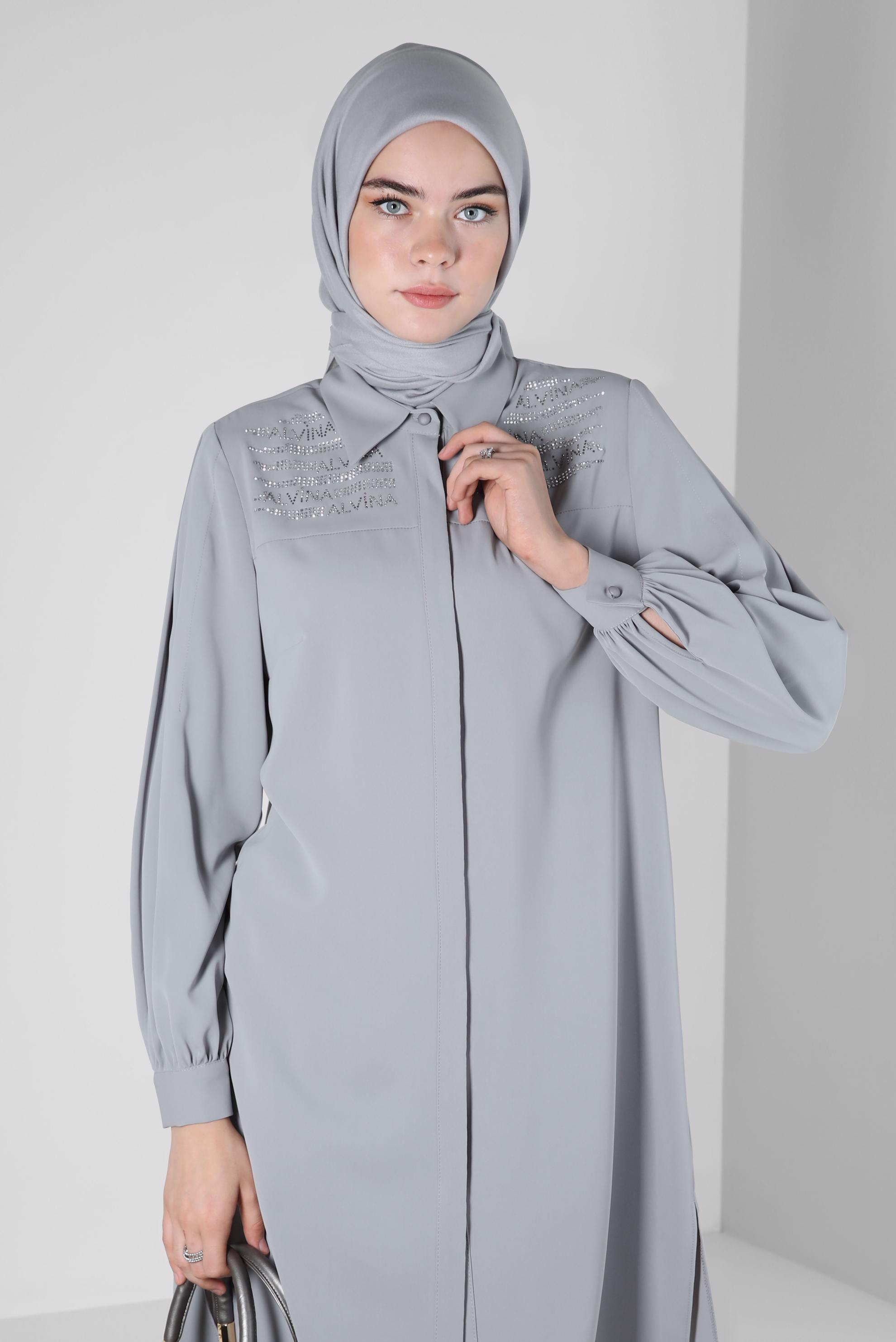 Tesettür giyim GÜMÜŞ ALVİNA BAMBU EŞARP 8107 