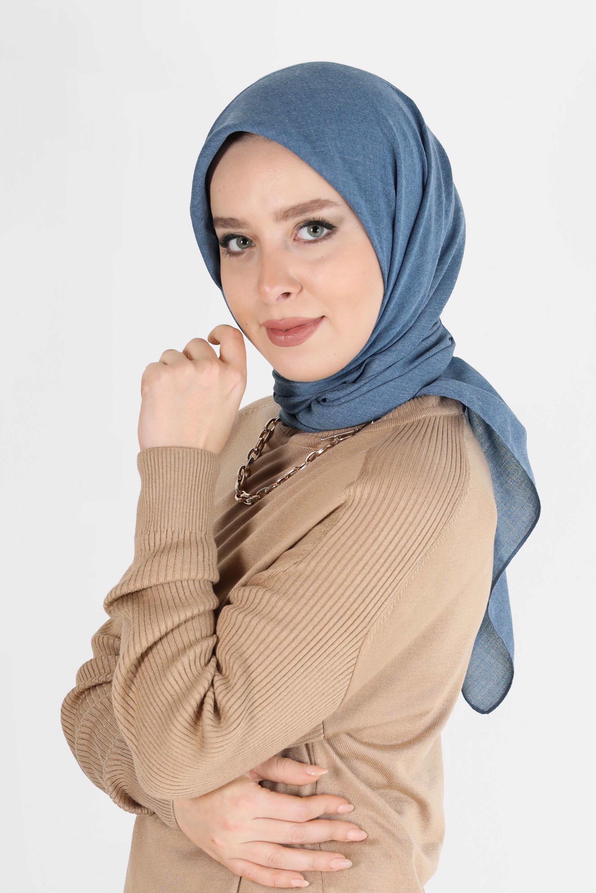 Tesettür giyim LACİVERT ALVİNA BAMBU EŞARP 8107 