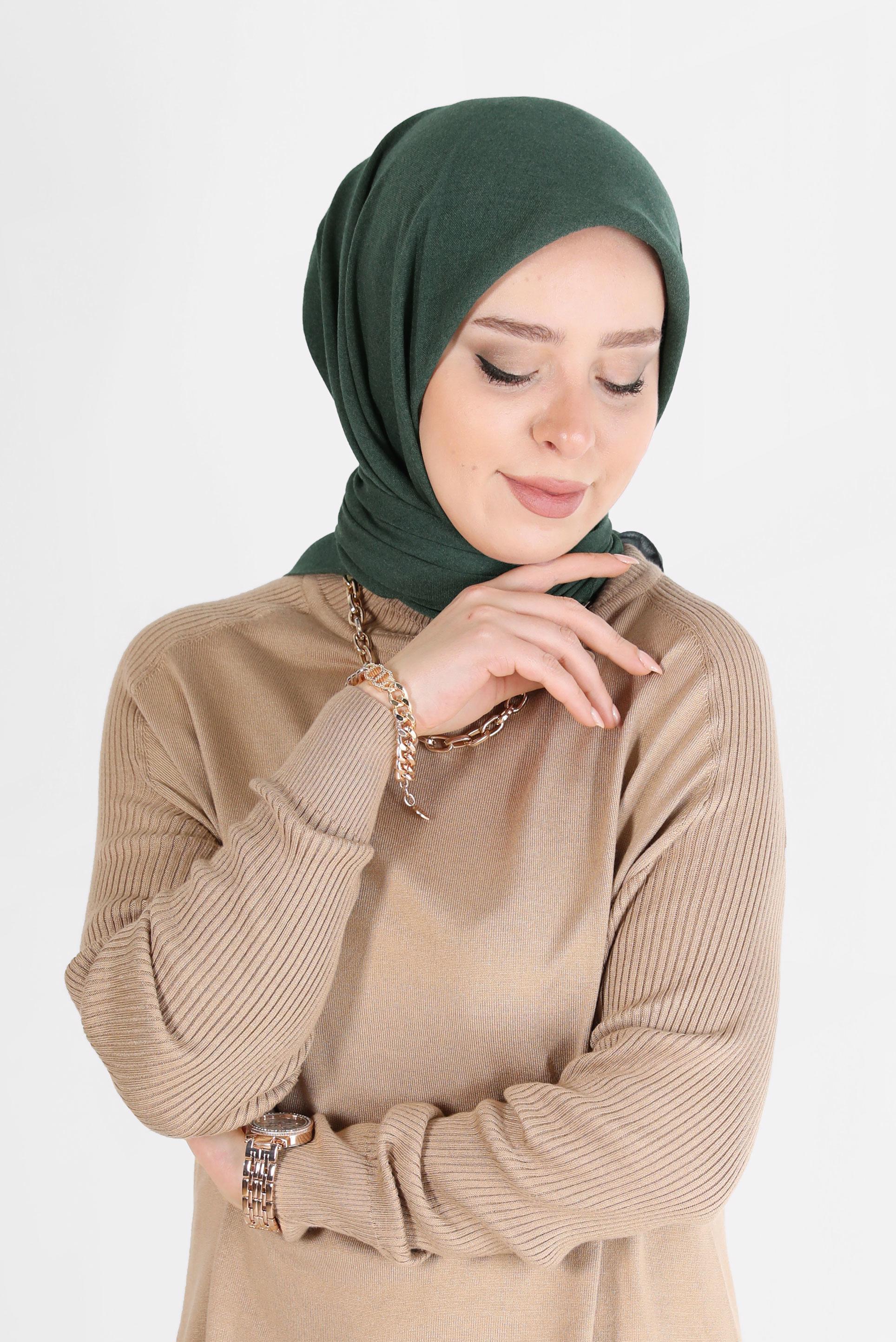 Tesettür giyim YEŞİL ALVİNA BAMBU EŞARP 8107 