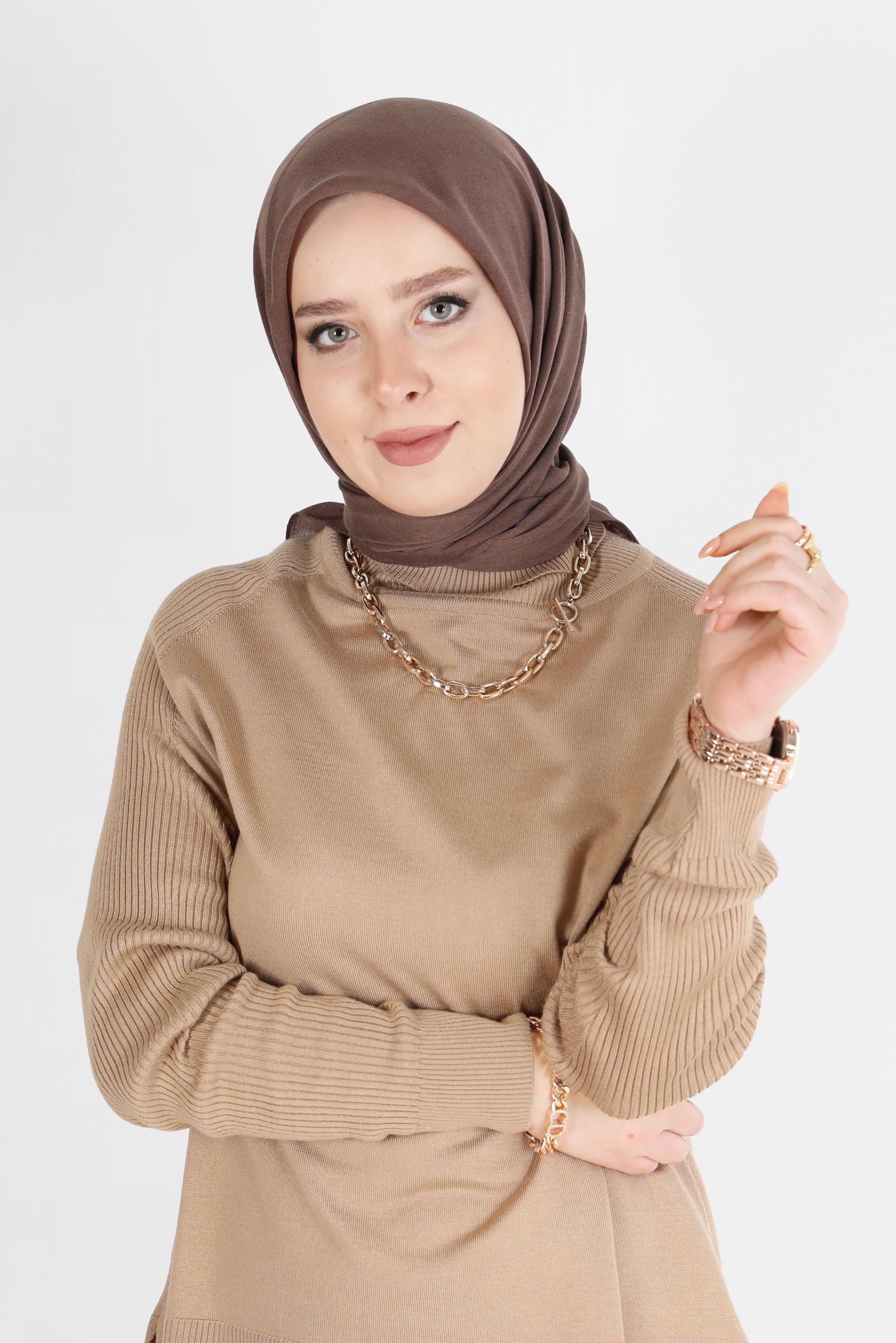 Tesettür giyim VİZON ALVİNA BAMBU EŞARP 8107 