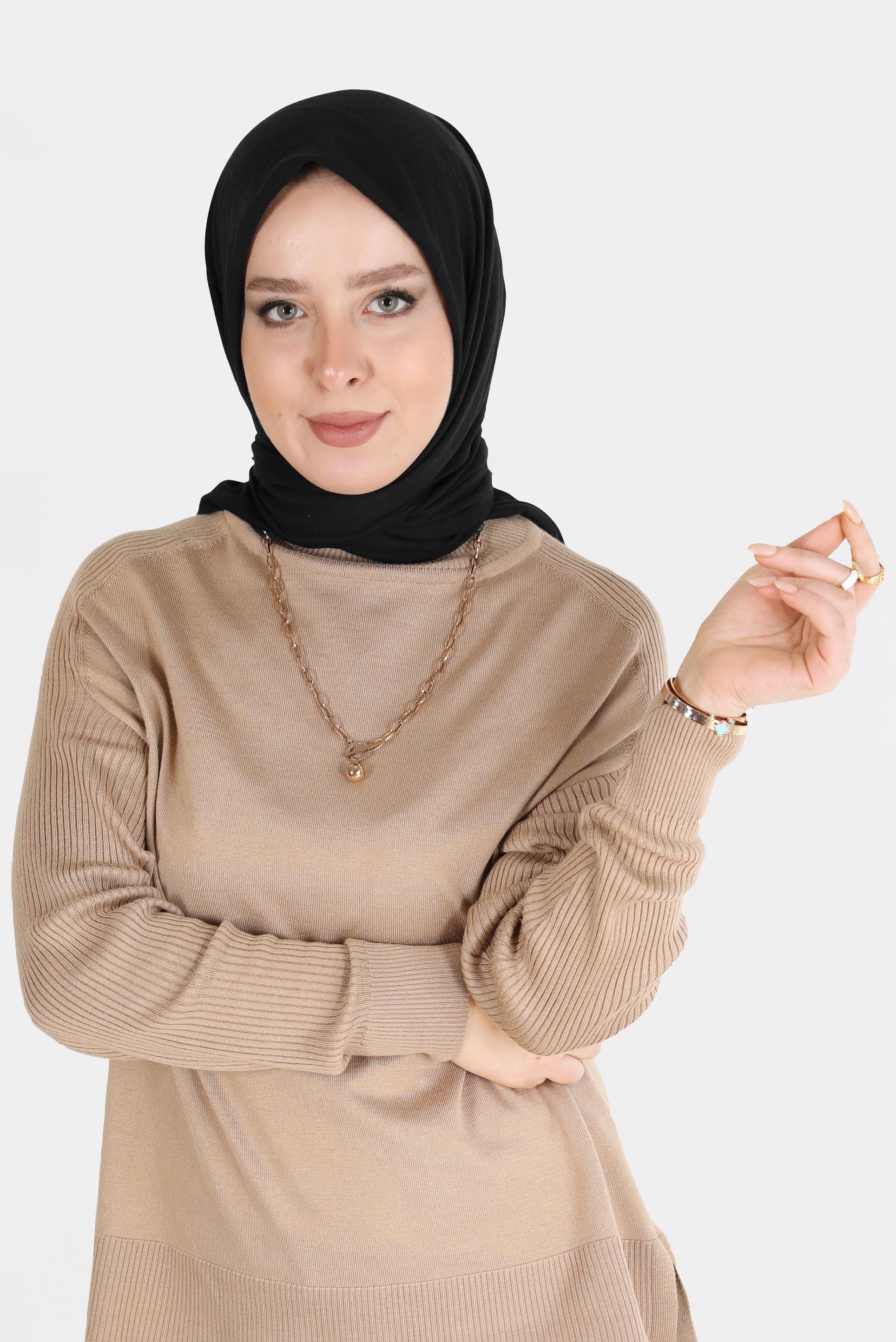 Tesettür giyim SİYAH ALVİNA PAMUK CAZ EŞARP 8109 