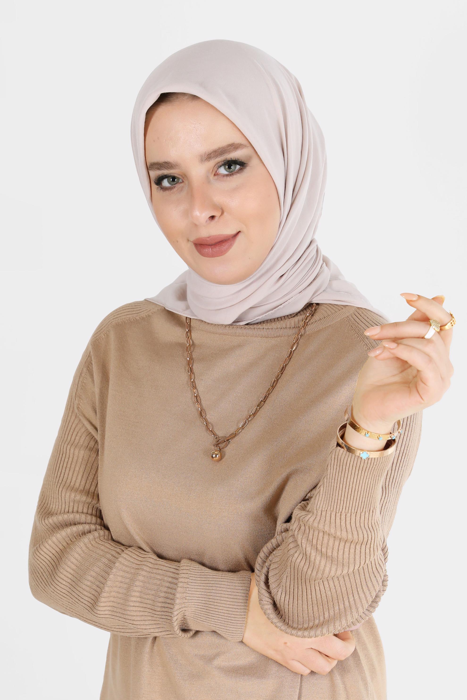 Tesettür giyim BEJ ALVİNA PAMUK CAZ EŞARP 8109 