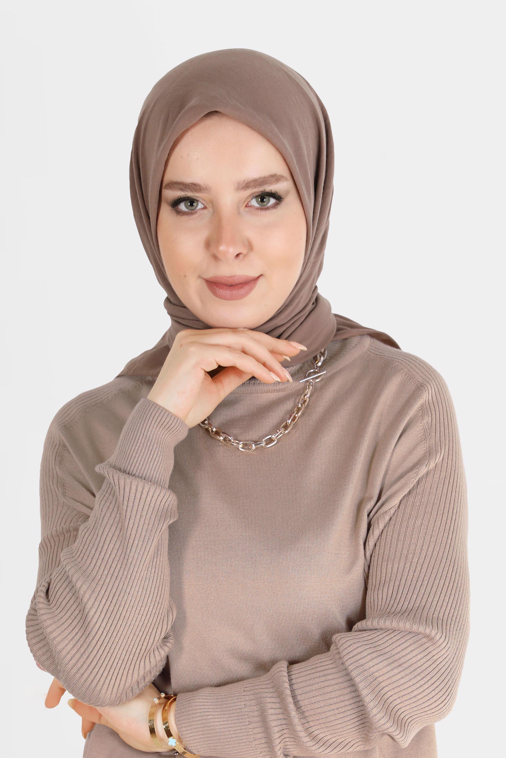 Tesettür giyim KAHVE ALVİNA PAMUK CAZ EŞARP 8109 