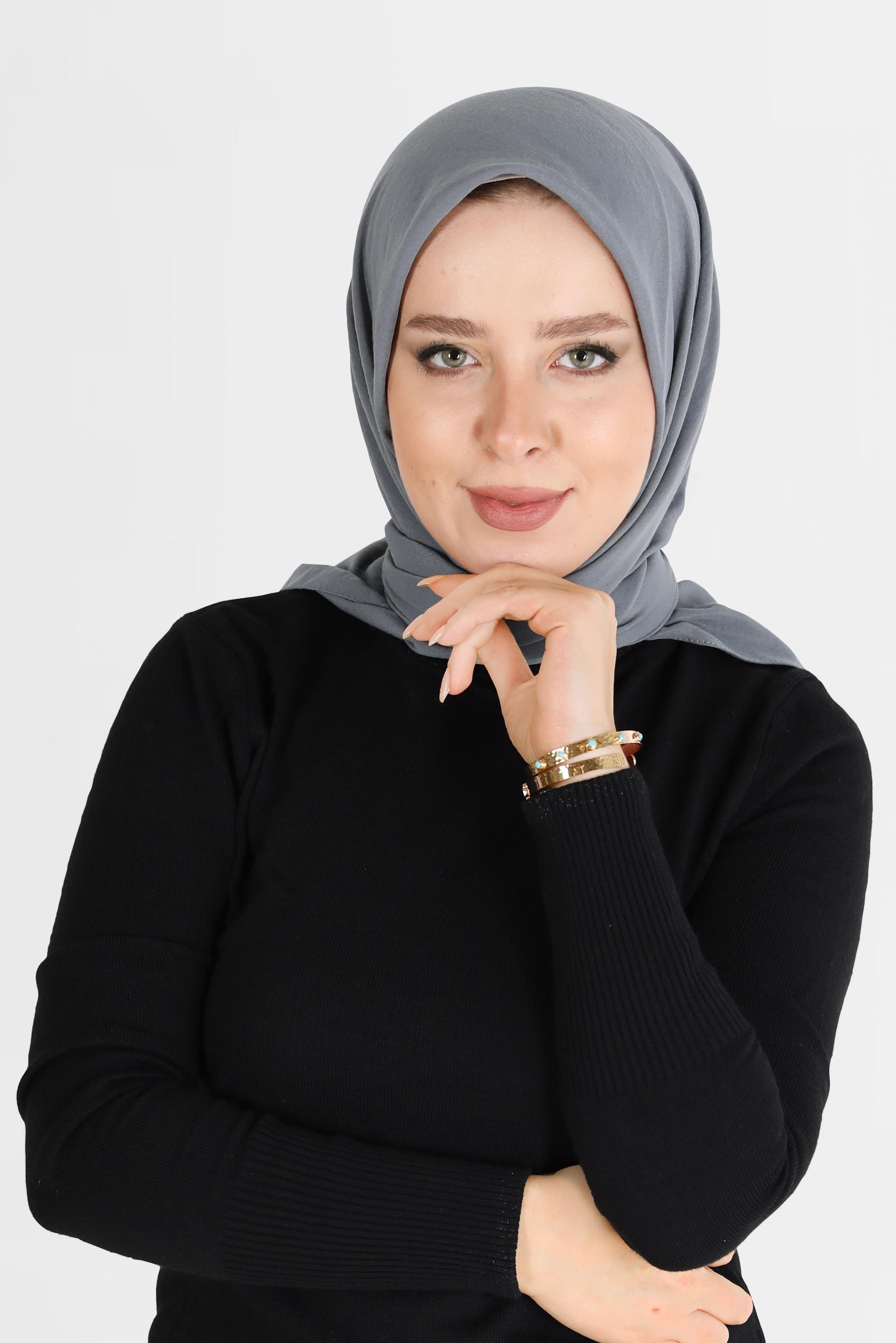 Tesettür giyim GRİ ALVİNA PAMUK CAZ EŞARP 8109 