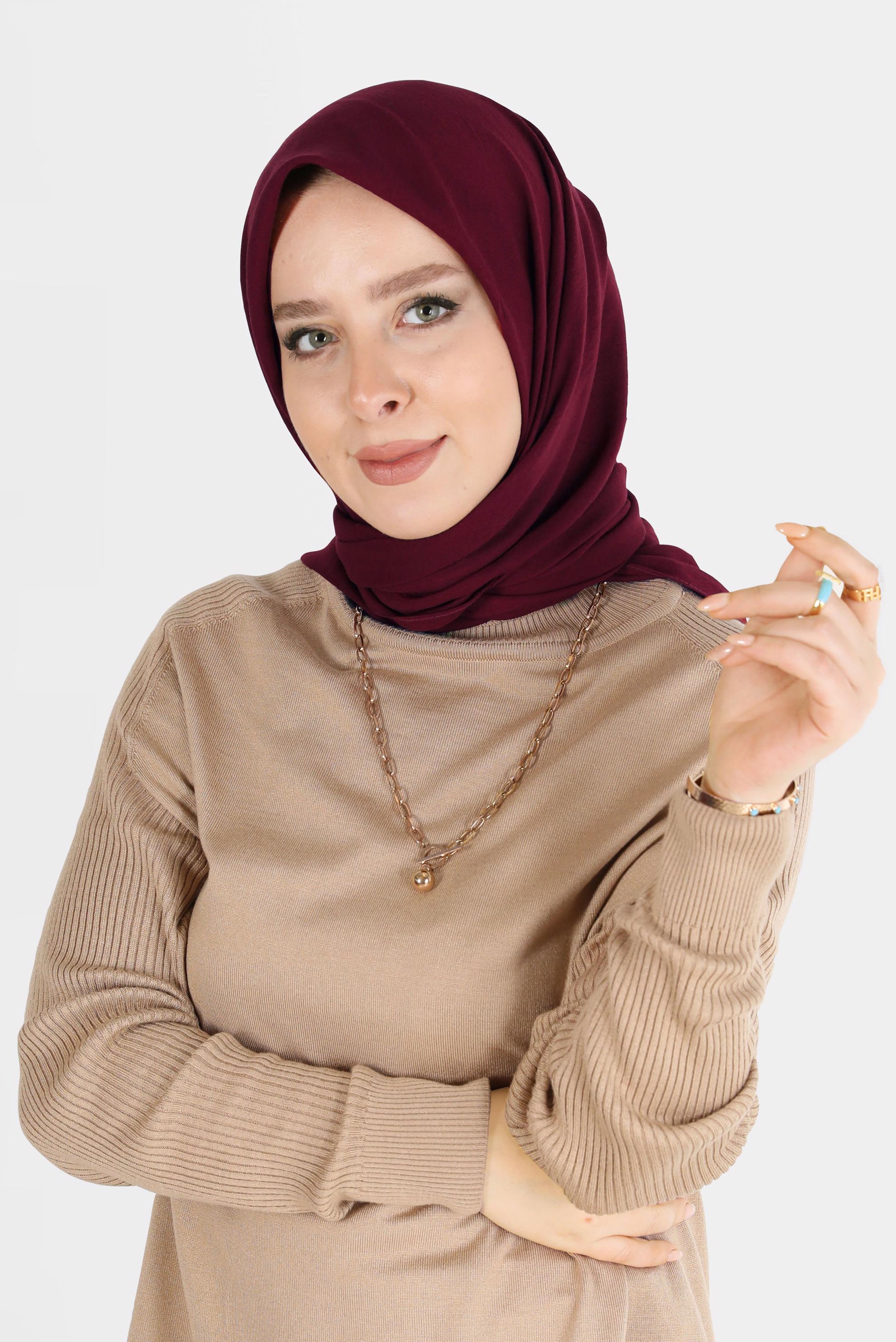 Tesettür giyim BORDO ALVİNA PAMUK CAZ EŞARP 8109 