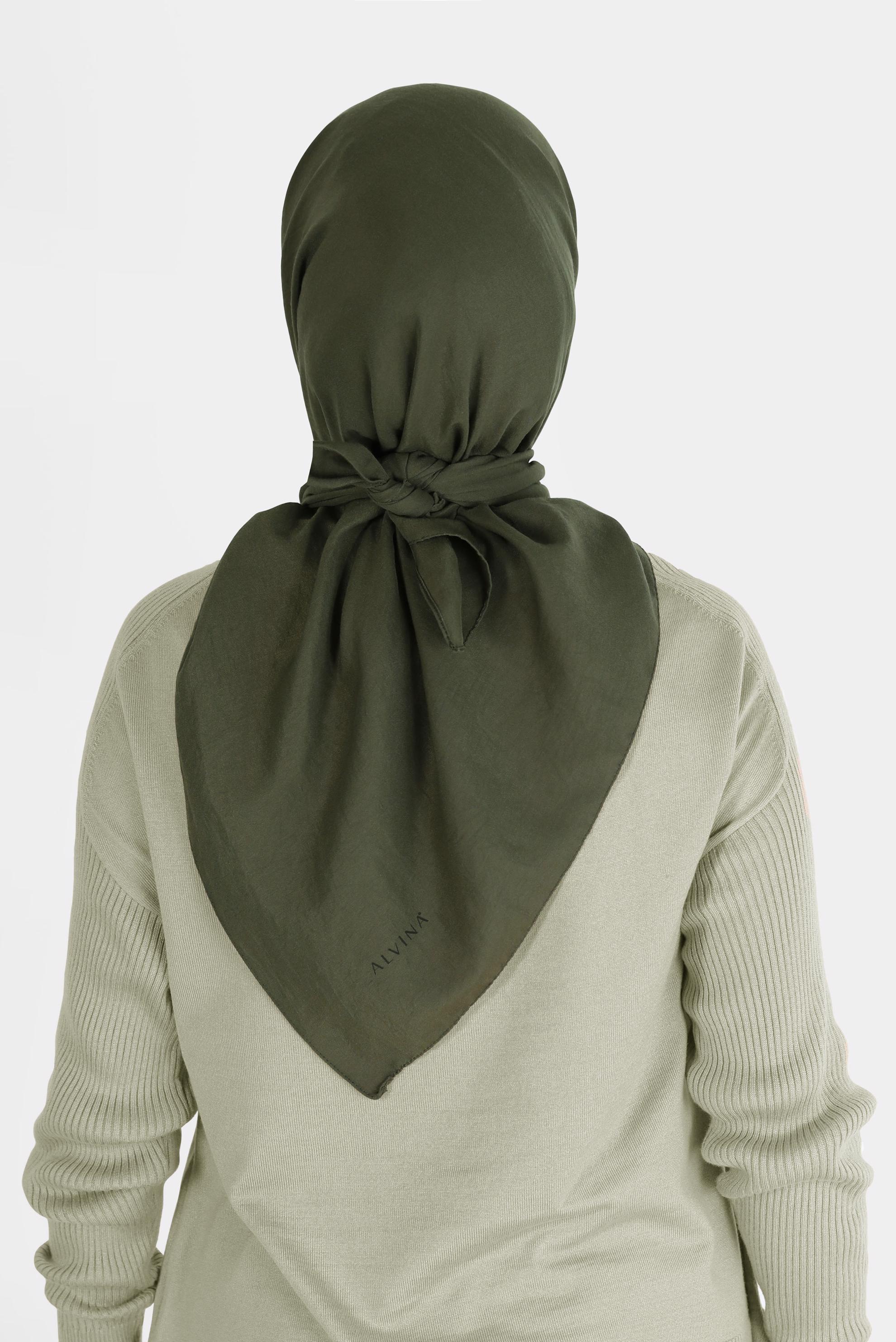 Tesettür giyim HAKİ ALVİNA PAMUK CAZ EŞARP 8109 