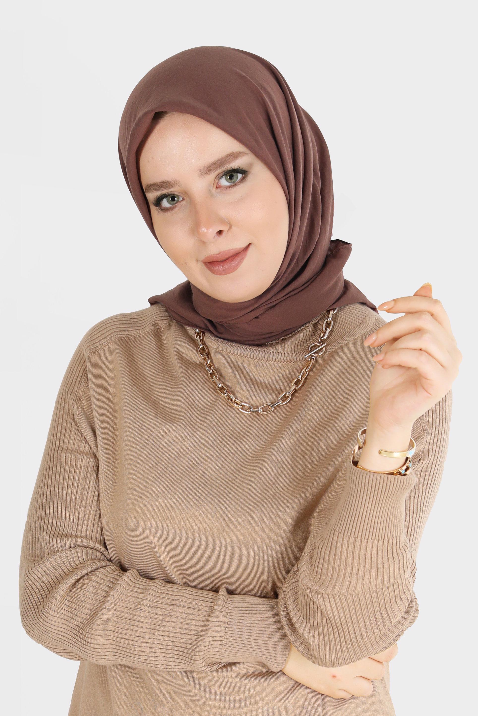 Tesettür giyim KAHVE ALVİNA PAMUK CAZ EŞARP 8109 