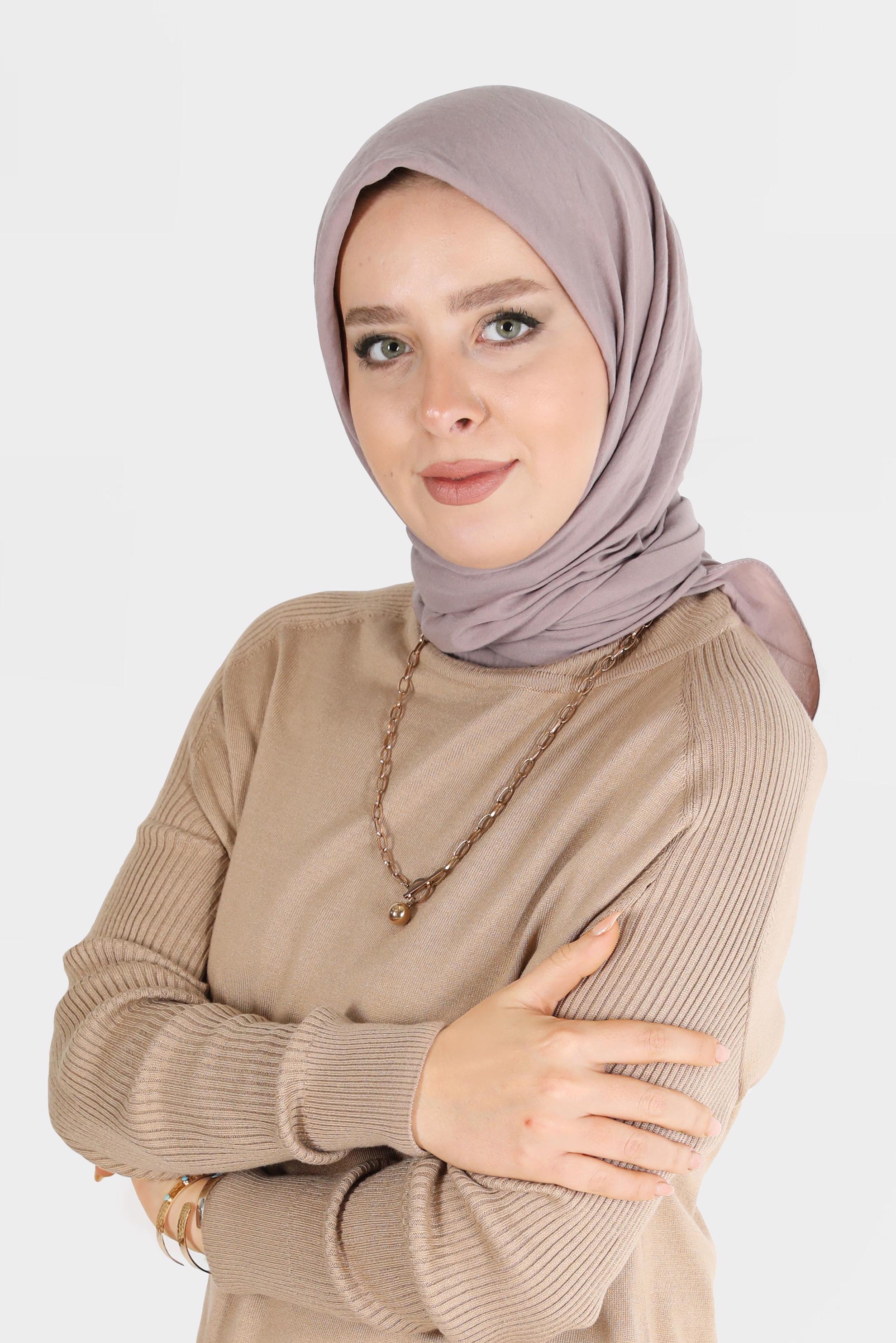 Tesettür giyim KAHVE ALVİNA PAMUK CAZ EŞARP 8109 