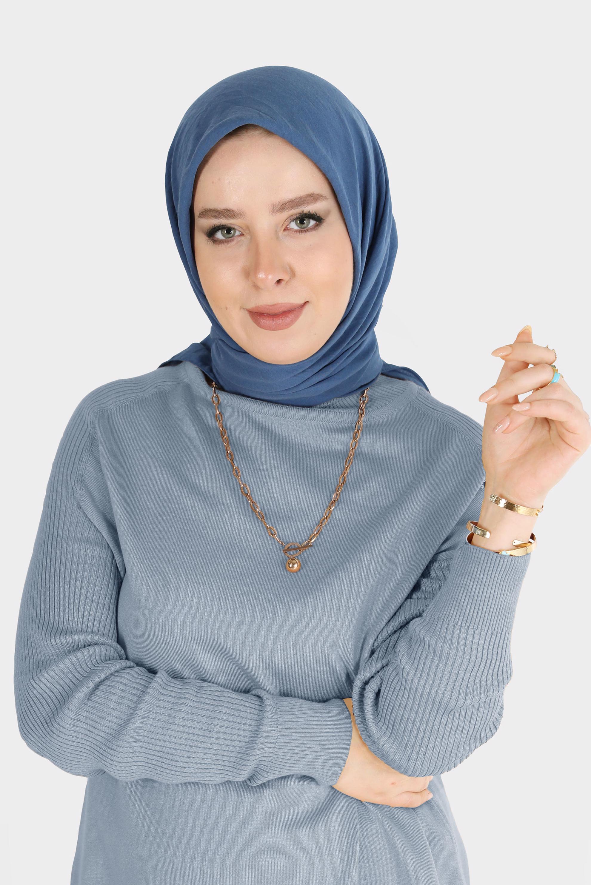 Tesettür giyim LACİVERT ALVİNA PAMUK CAZ EŞARP 8109 