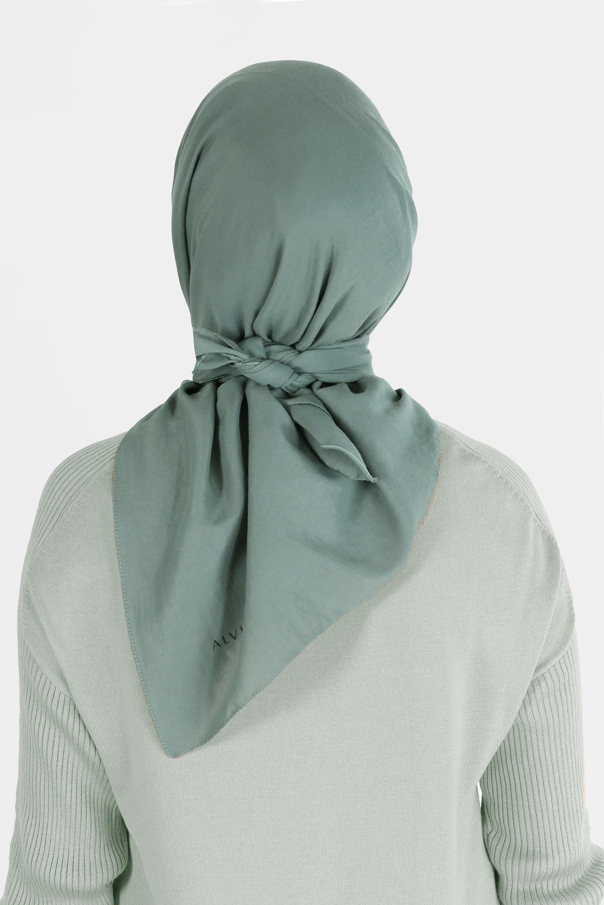 Tesettür giyim YEŞİL ALVİNA PAMUK CAZ EŞARP 8109 