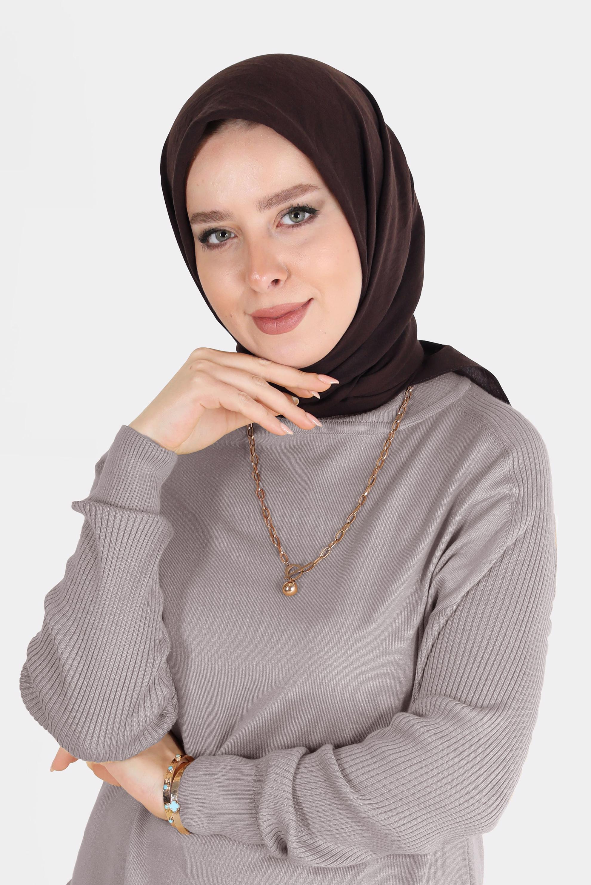 Tesettür giyim KAHVE ALVİNA PAMUK CAZ EŞARP 8109 