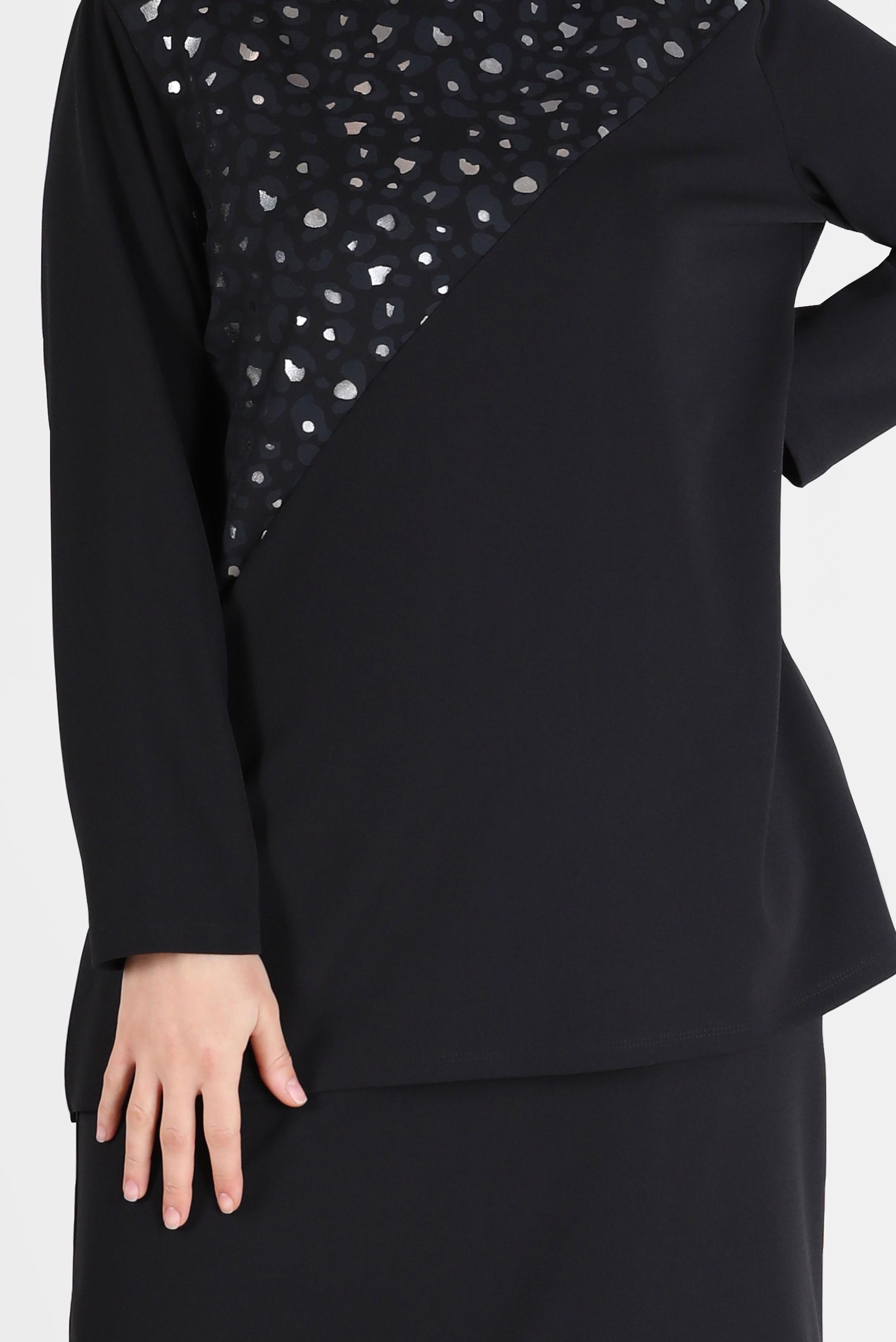 Vêtements hijab NOIR COSTUME JUPE 2 PIÈCES DÉTAIL MOTIF LÉOPARD 20192