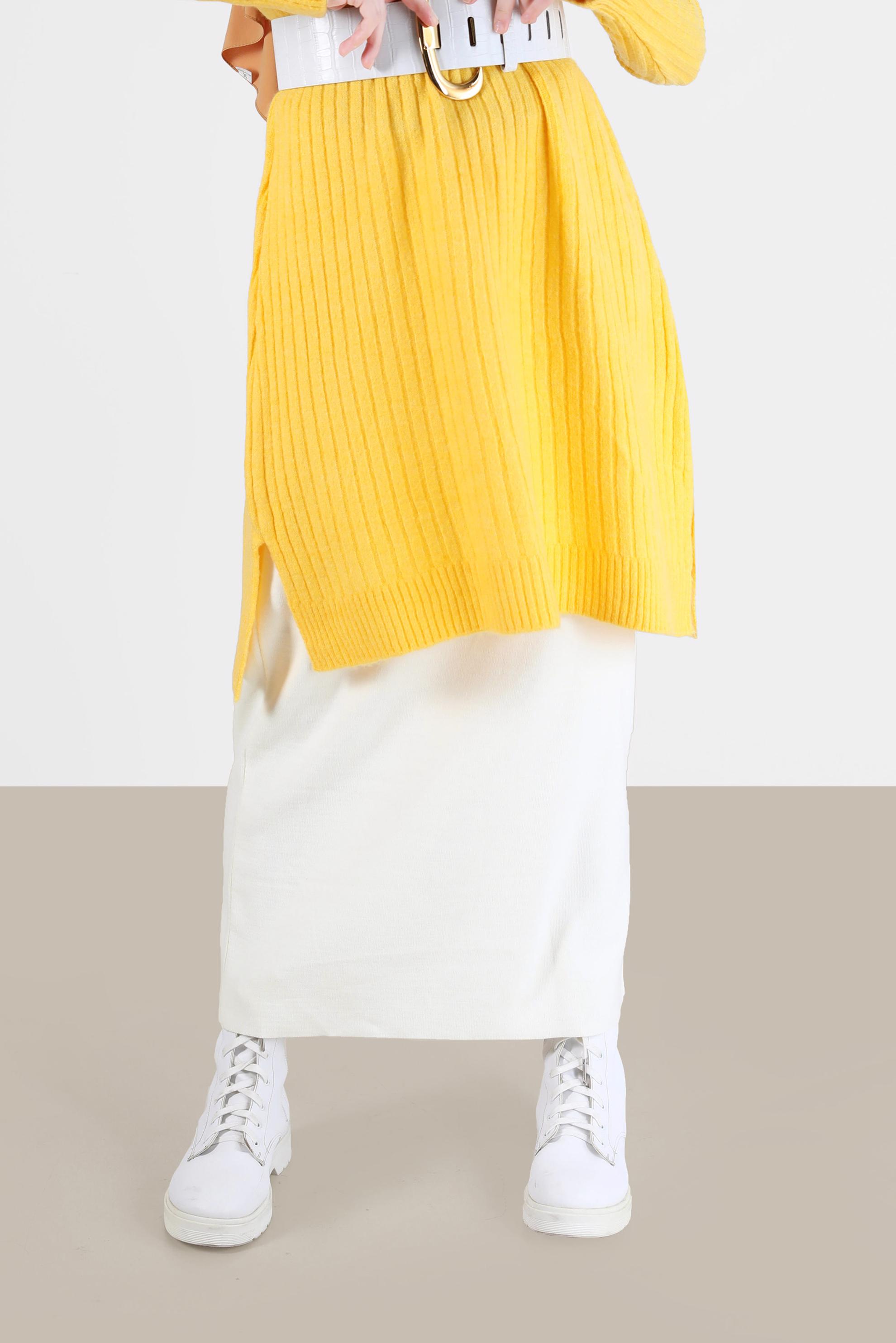 Tesettür giyim BEYAZ BASIC TRİKO ETEK 60200 