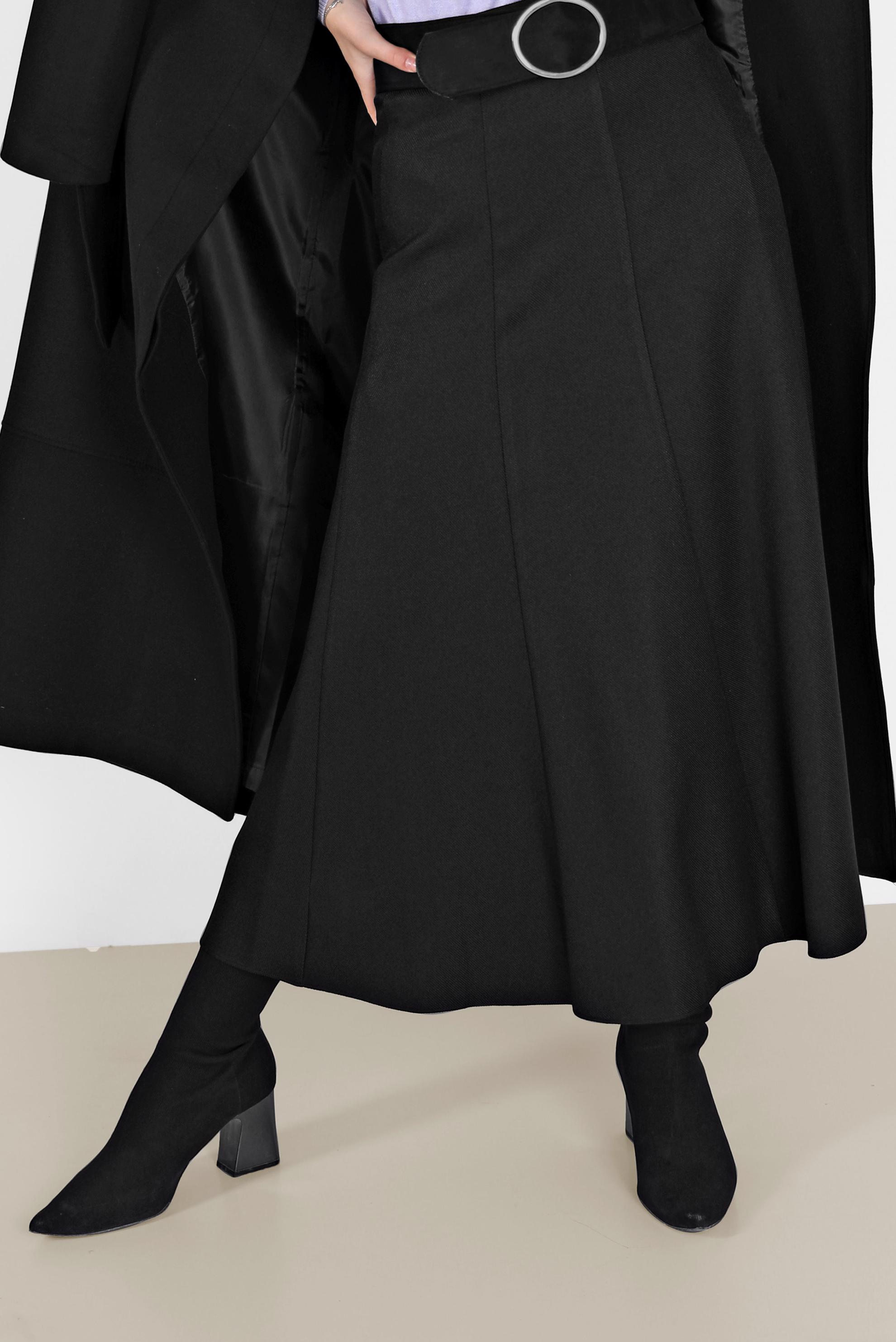 Tesettür giyim SİYAH PARÇALI ÇAN ETEK 60208 