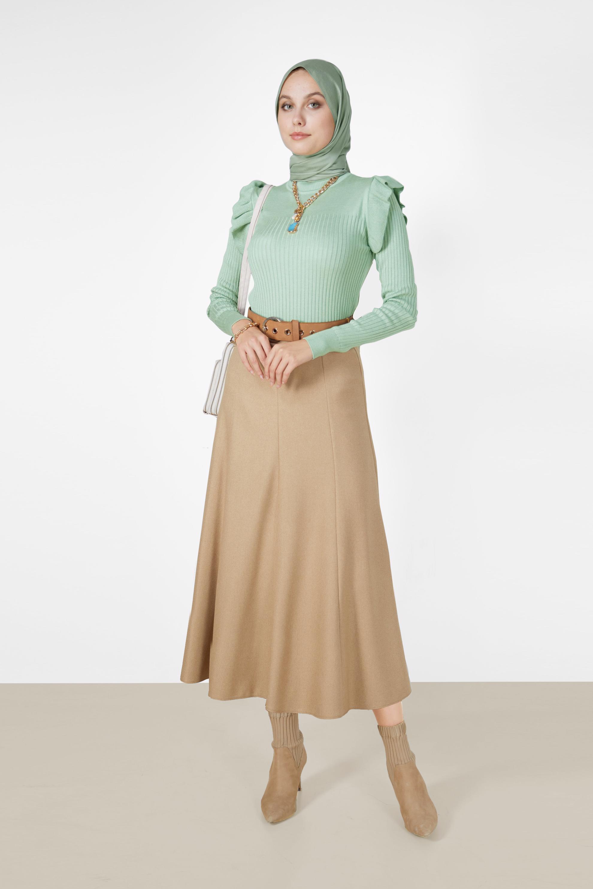 Hijab clothing BEIGE PANELLED BELL SKIRT 60208 