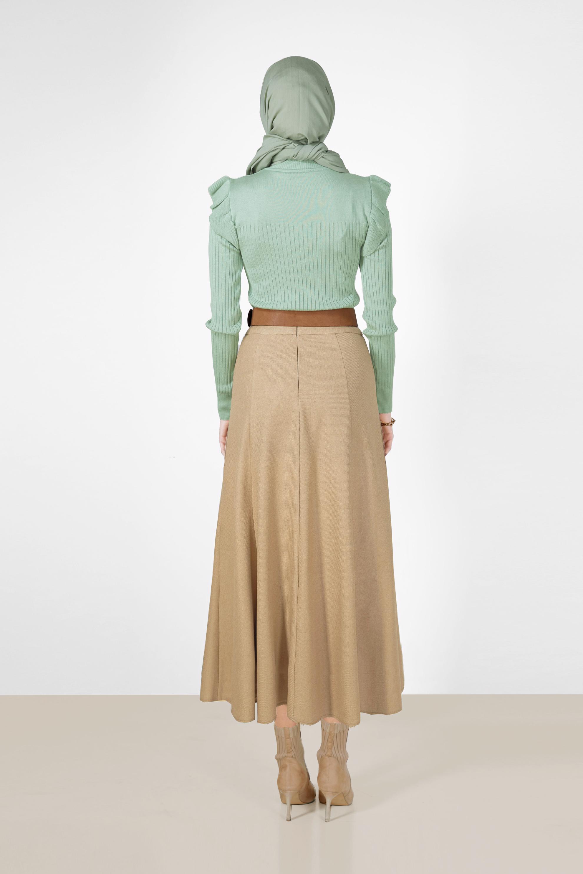 Hijab clothing BEIGE PANELLED BELL SKIRT 60208 