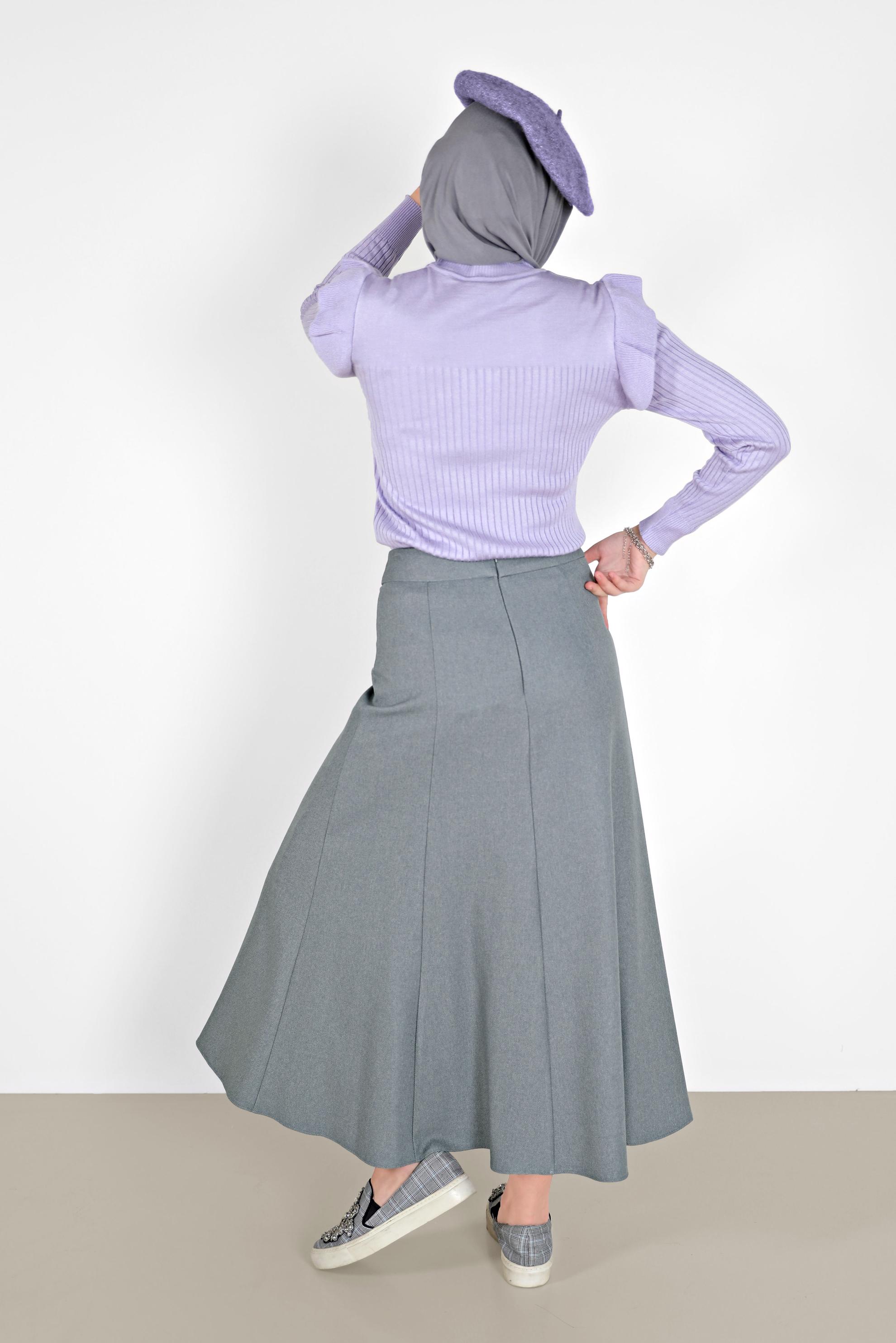 Hijab clothing GREY PANELLED BELL SKIRT 60208 