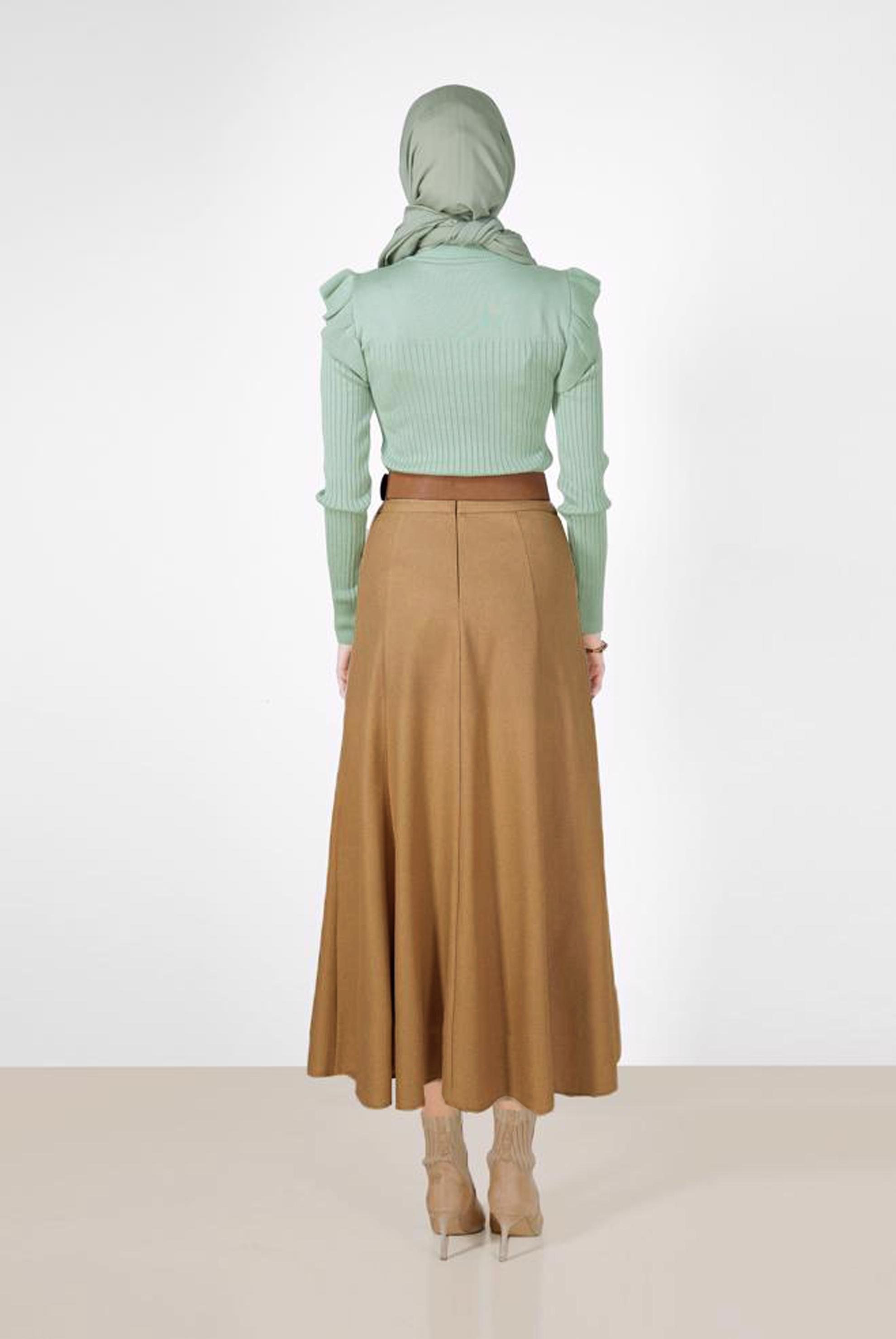 Tesettür giyim SARI PARÇALI ÇAN ETEK 60208 