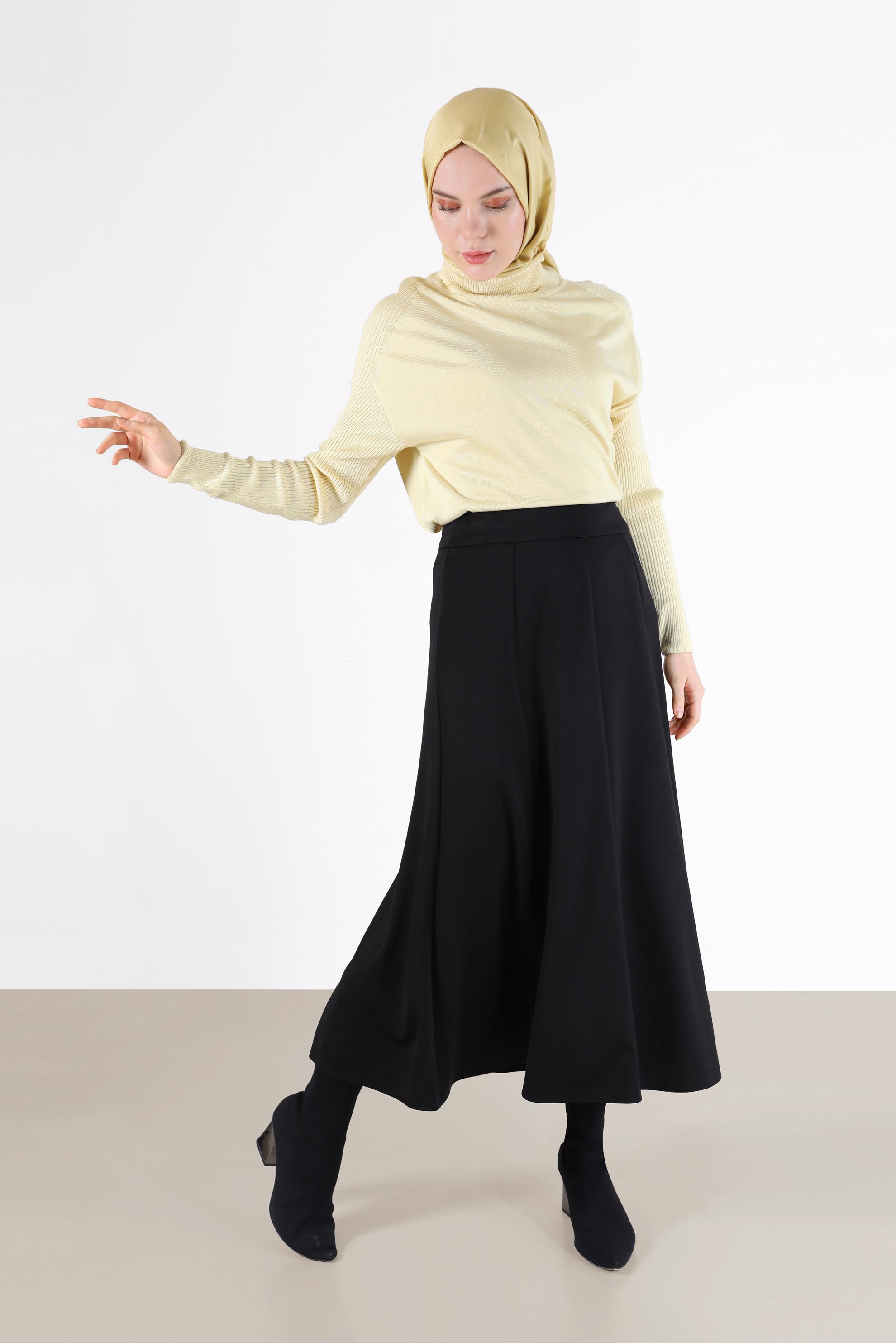 Hijab clothing BLACK PANELLED SKIRT 60212