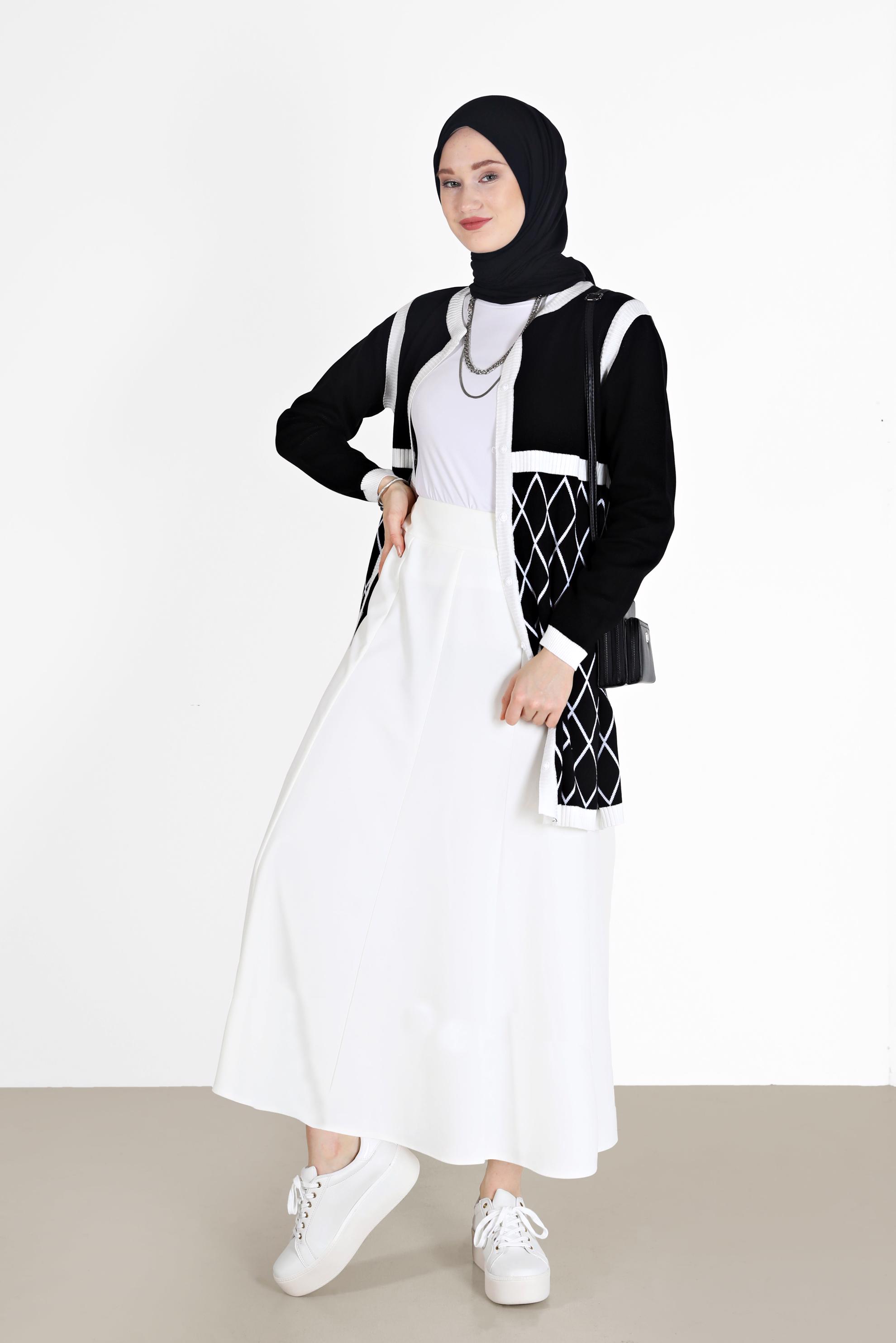 Hijab clothing WHITE PANELLED SKIRT 60212