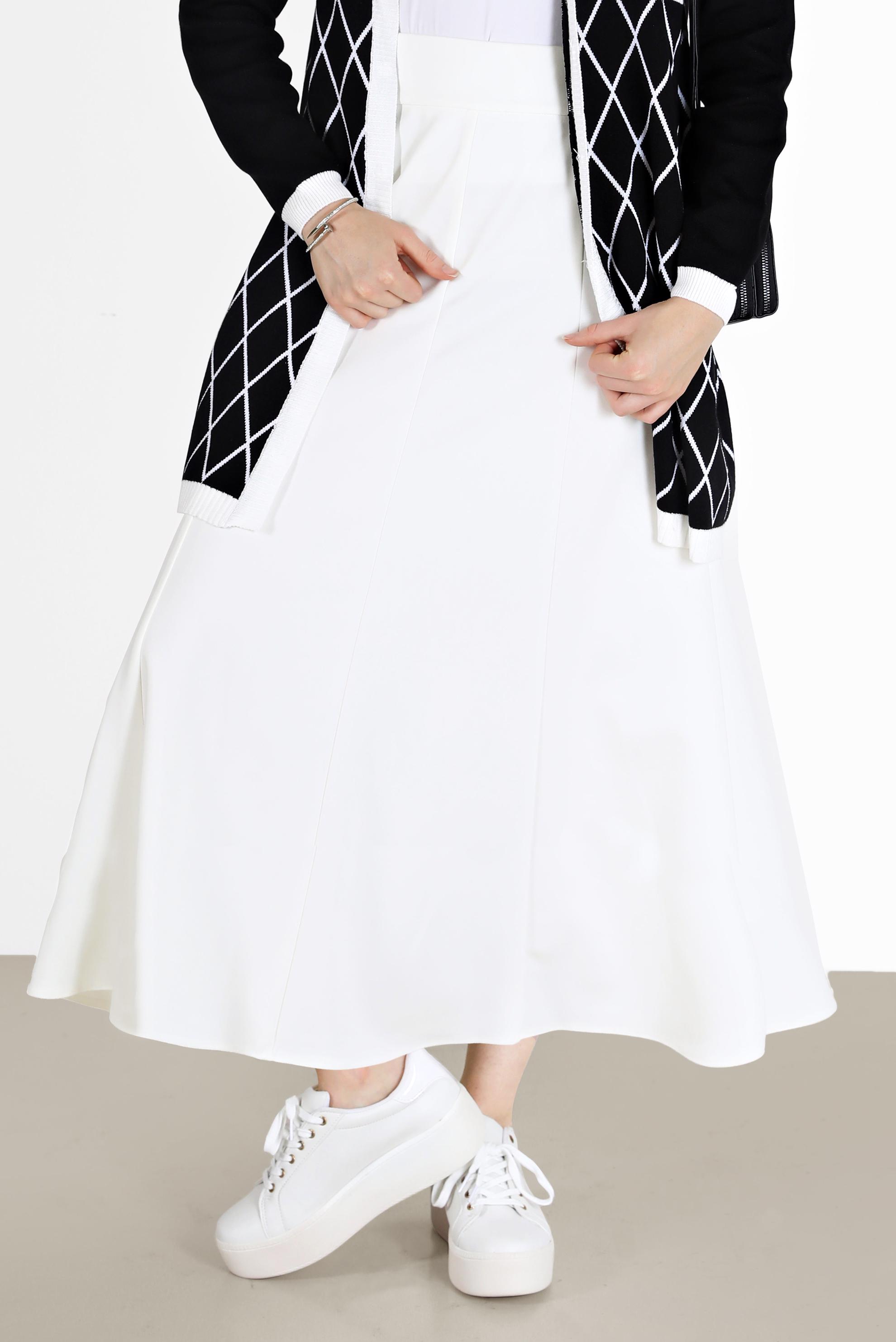 Hijab clothing WHITE PANELLED SKIRT 60212