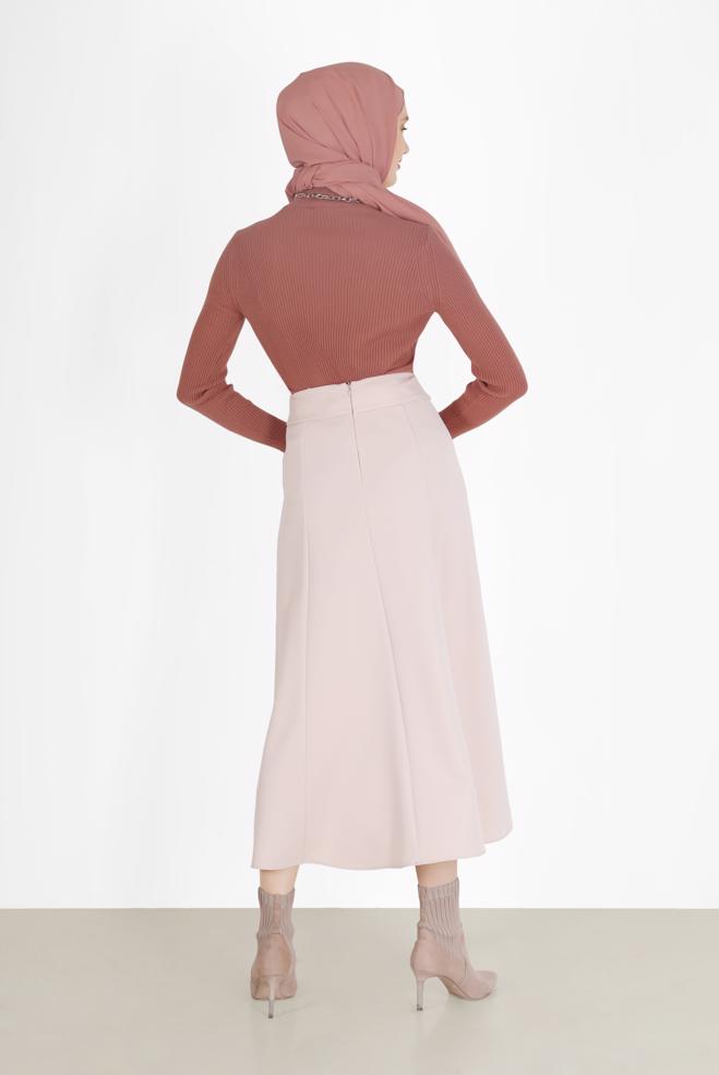 Tesettür giyim BEJ PARÇALI ETEK 60212  - ALVİNA