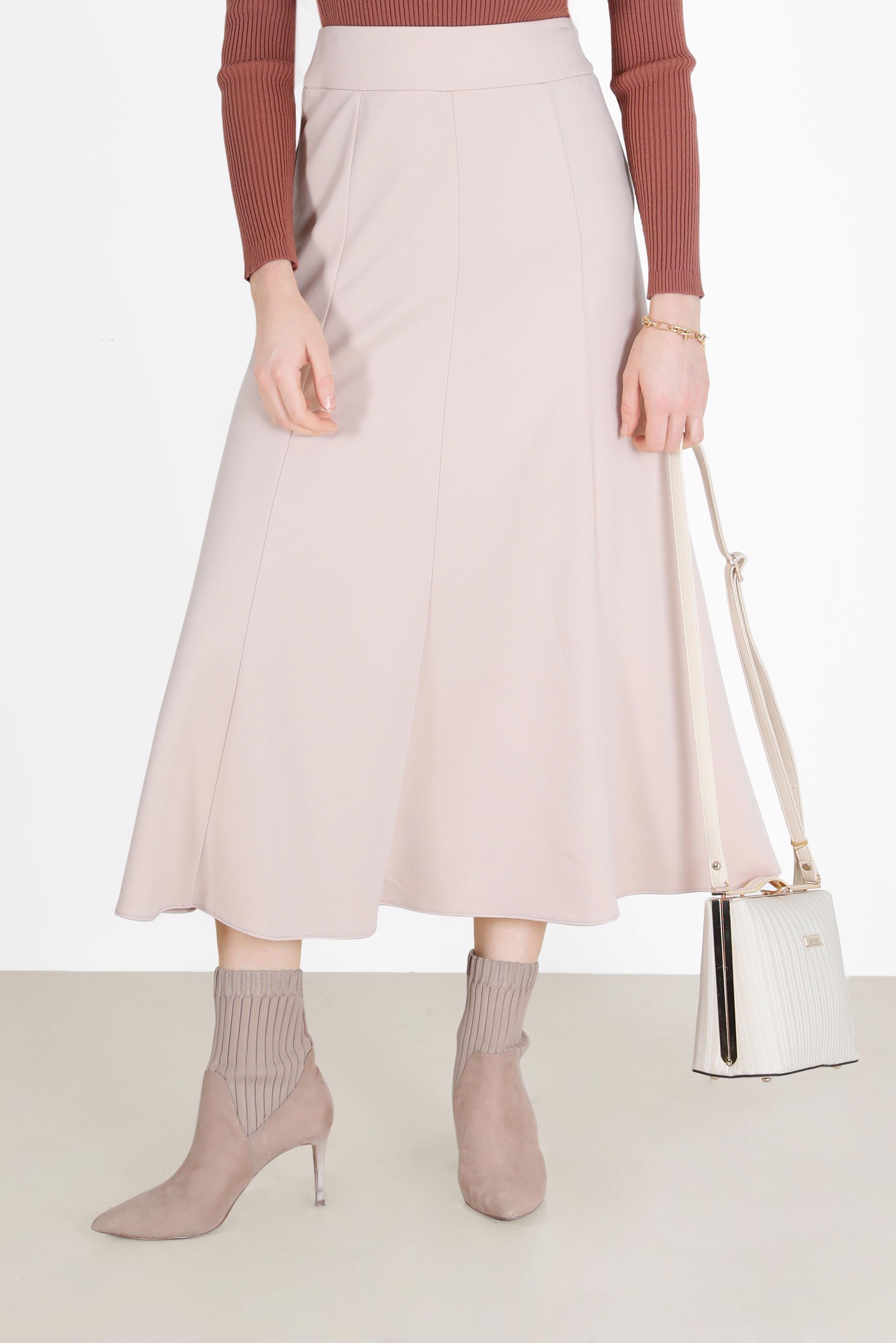 Tesettür giyim BEJ PARÇALI ETEK 60212 