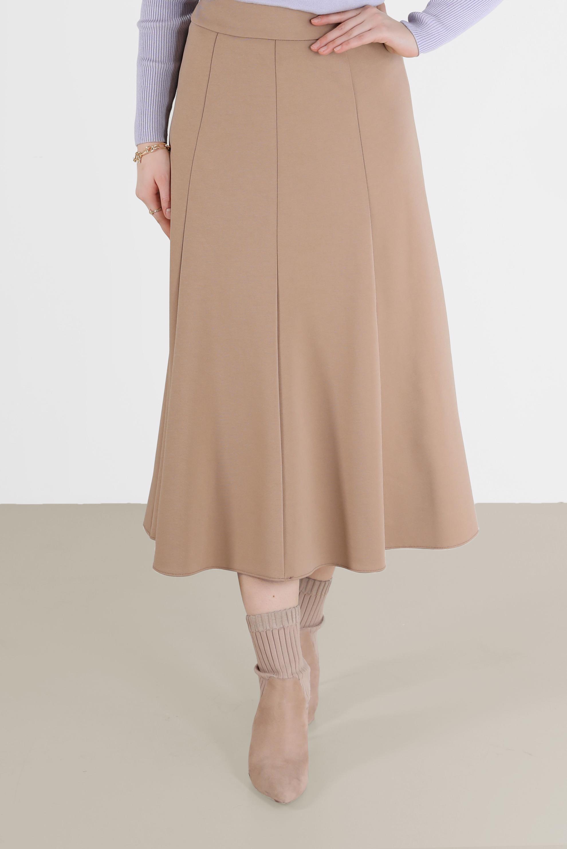 Tesettür giyim BEJ PARÇALI ETEK 60212 