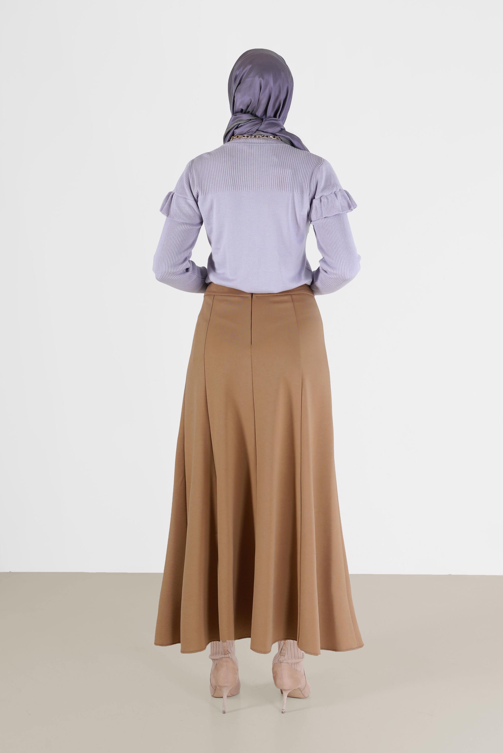 Tesettür giyim TABA PARÇALI ETEK 60212 