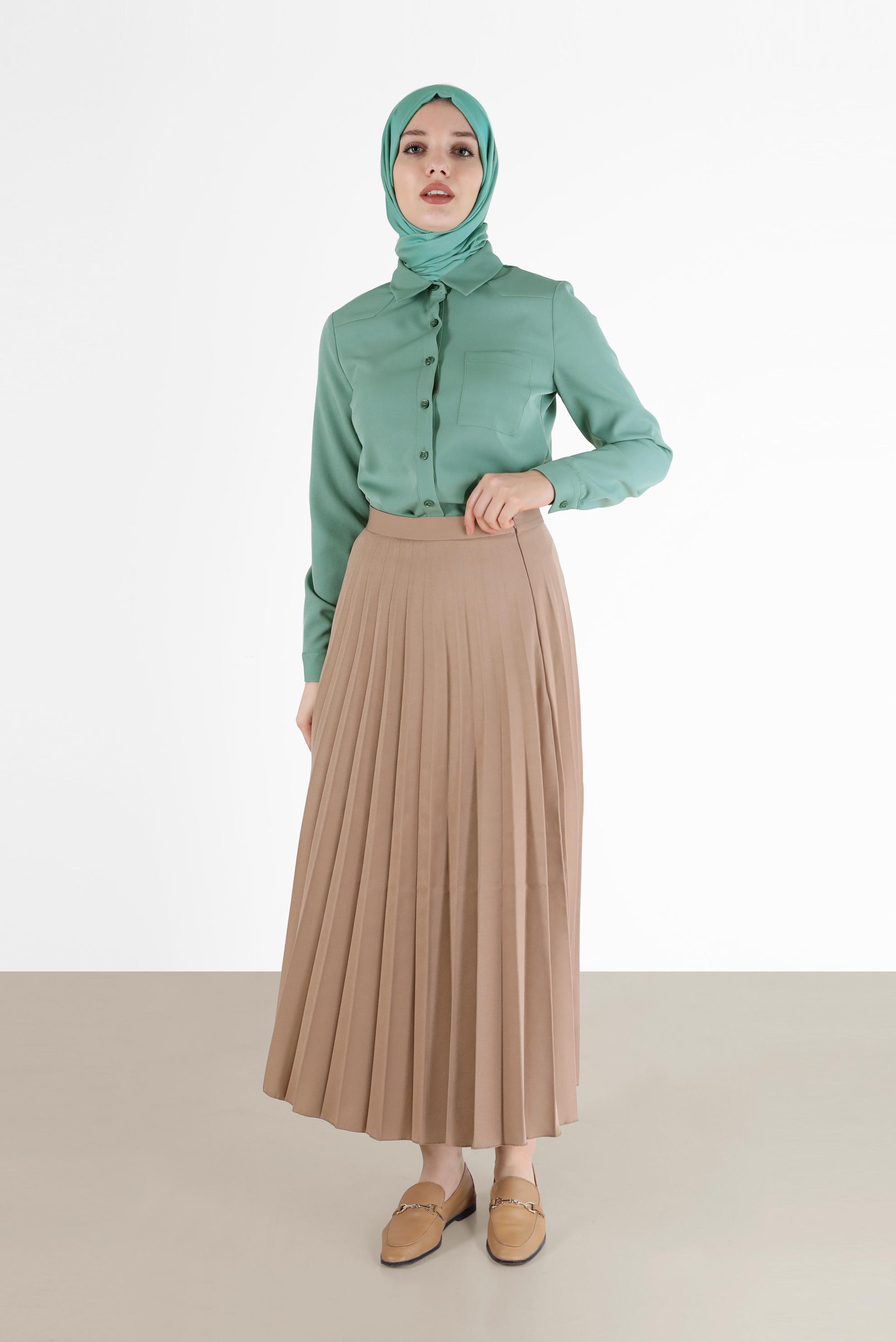 Vêtements hijab BRUN JUPE PLISSÉE EN CRÊPE 60213