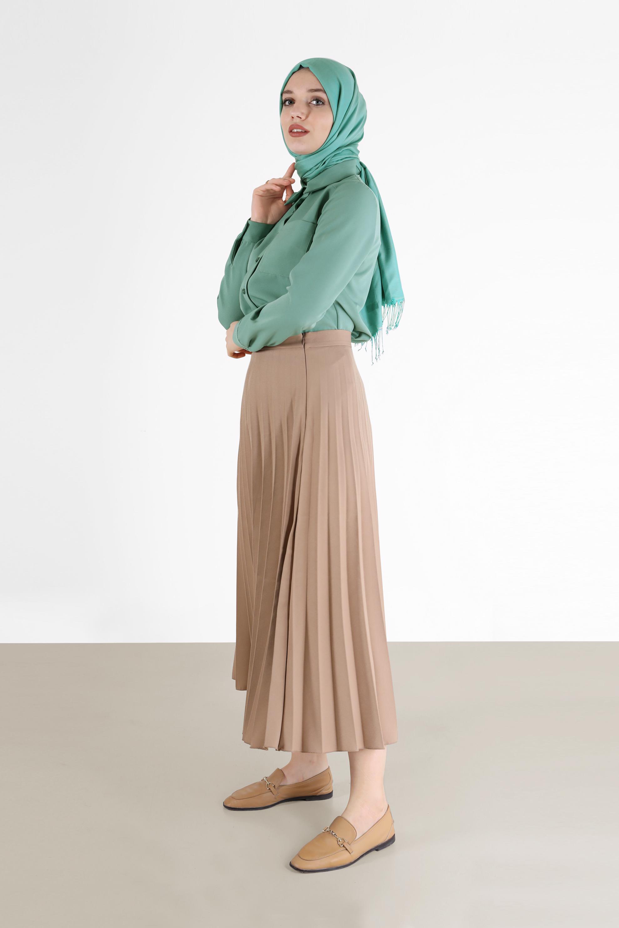 Vêtements hijab BRUN JUPE PLISSÉE EN CRÊPE 60213
