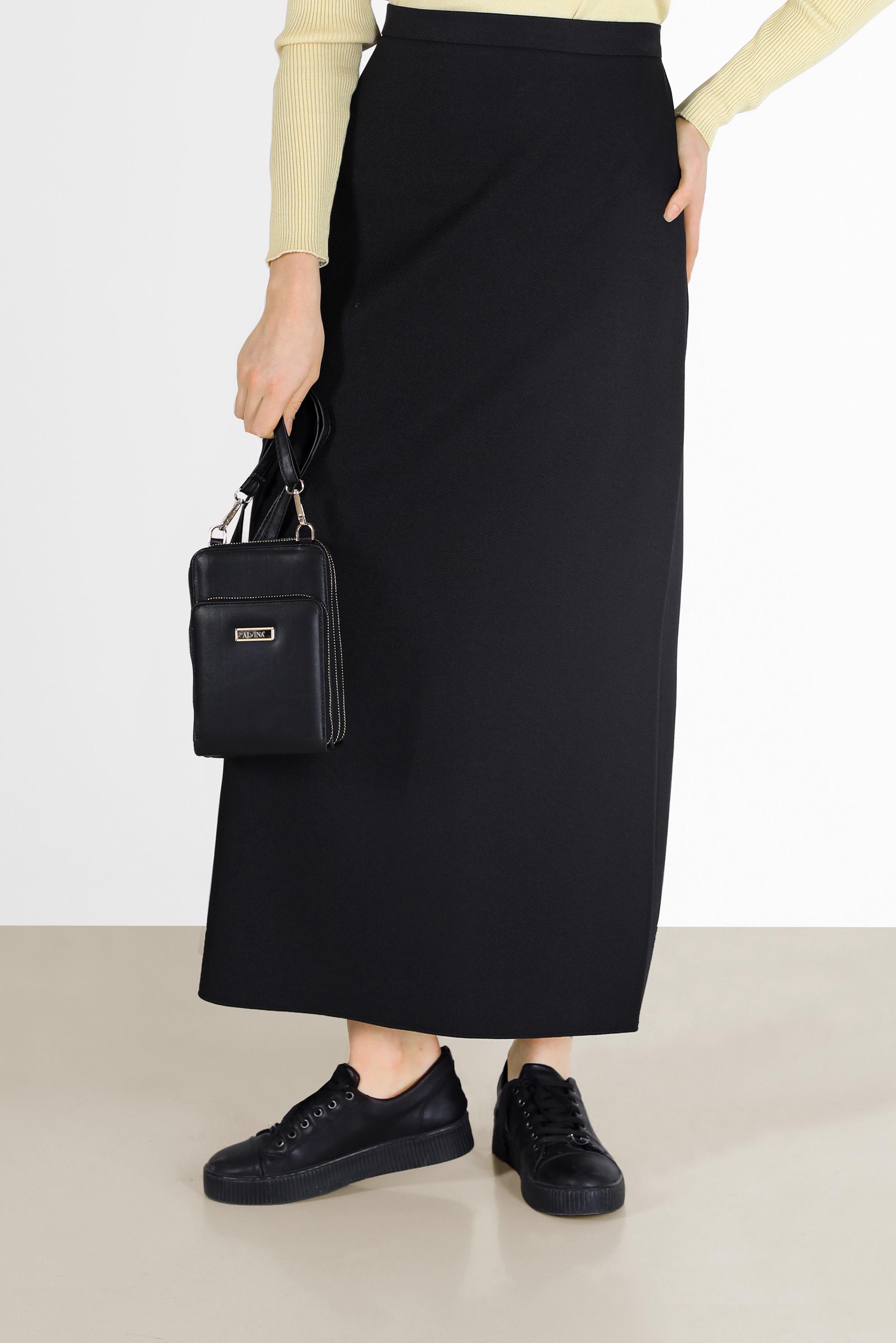 Tesettür giyim SİYAH YIRTMAÇ DETAYLI FERMUARLI ETEK 60215 