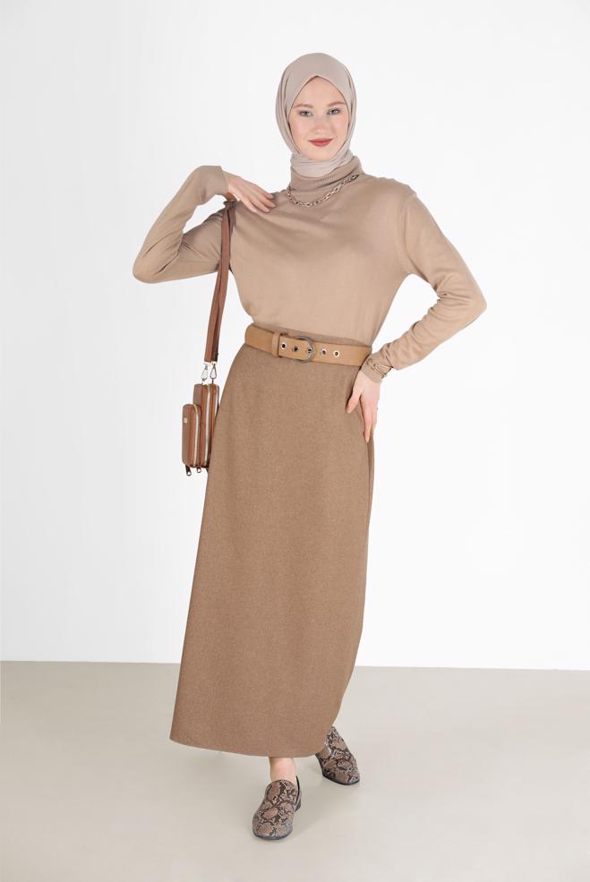 Vêtements hijab  JUPE ZIPPÉE DÉTAIL FENTE 60215 - ALVİNA