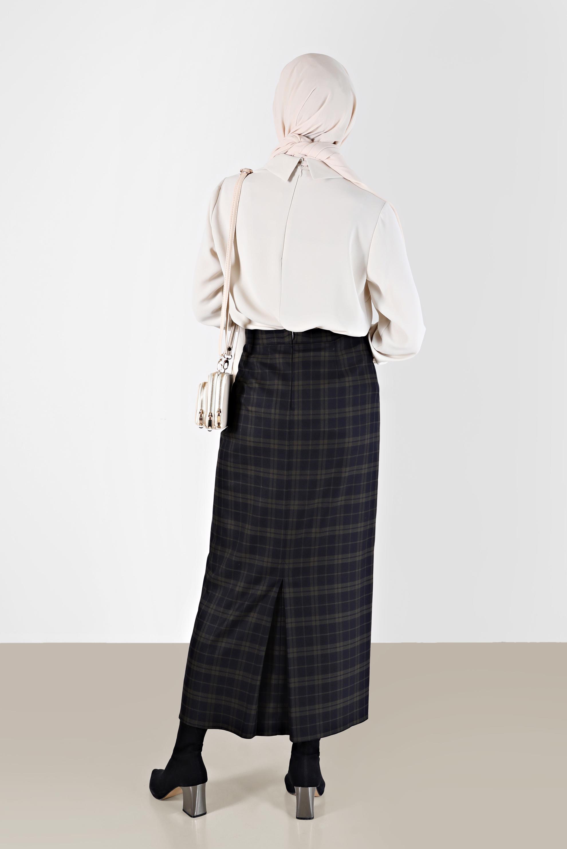 Vêtements hijab BLEU MARINE JUPE CRAYON À CARREAUX 60216