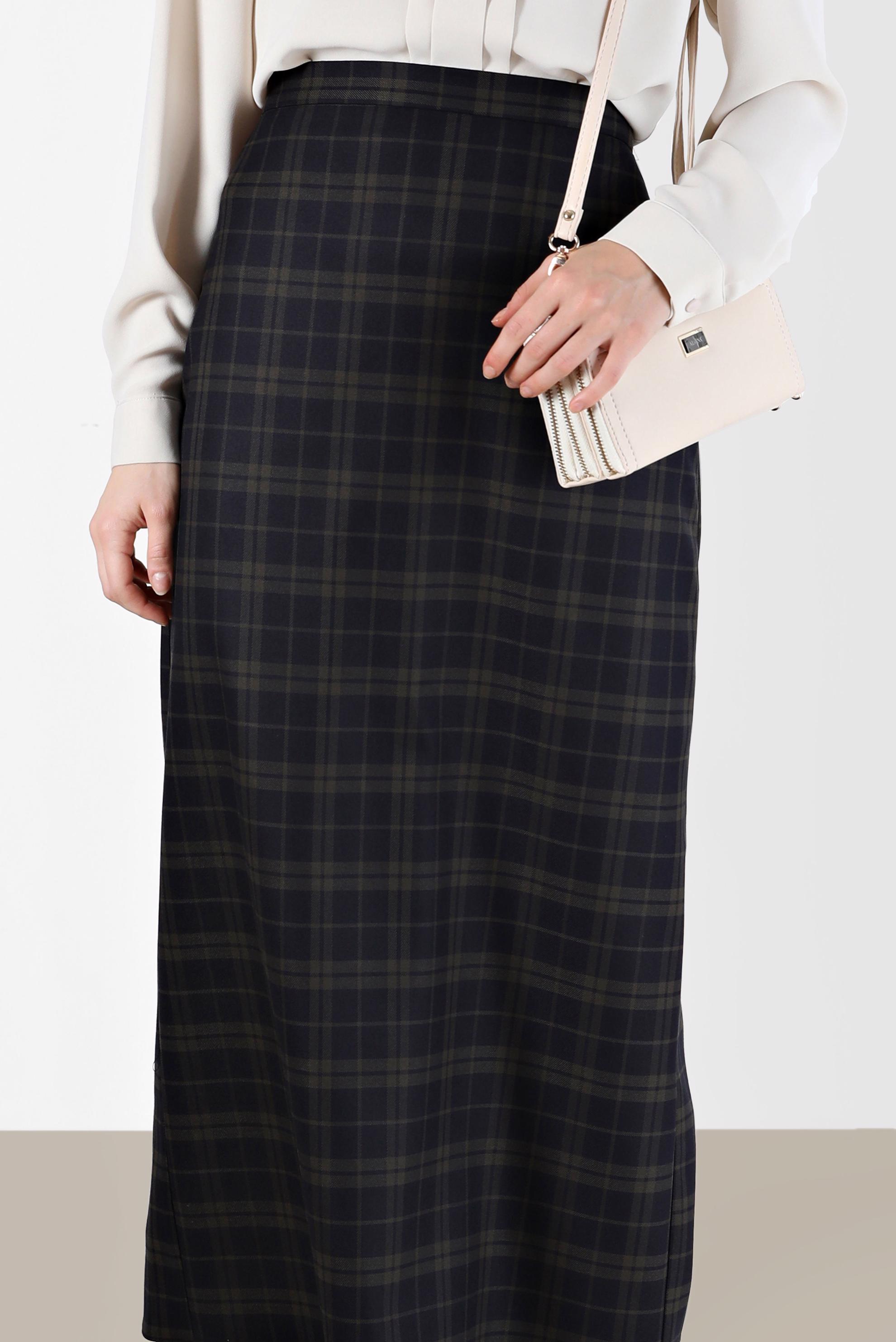 Vêtements hijab BLEU MARINE JUPE CRAYON À CARREAUX 60216