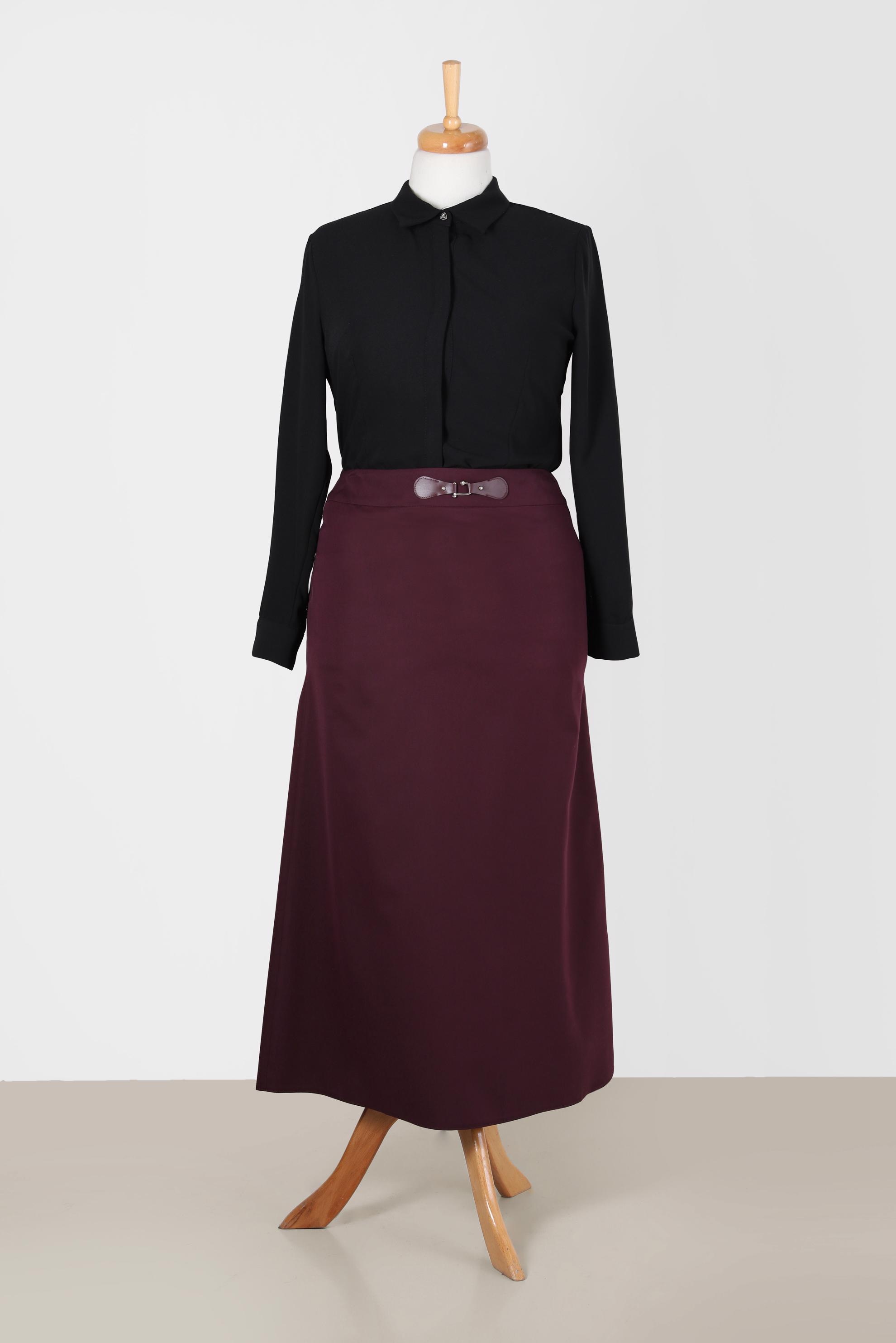 Hijab clothing DAMSON LEATHER DETAIL SKIRT 60217 