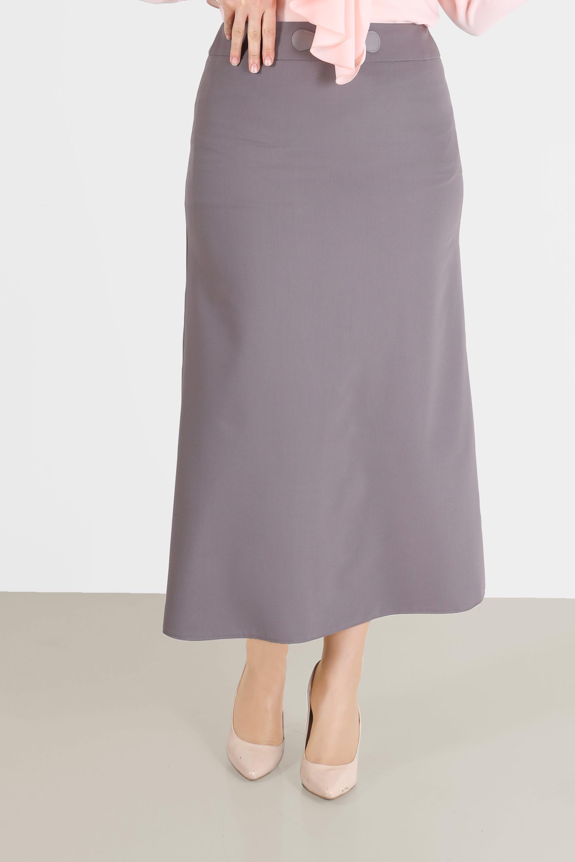 Tesettür giyim VİZON DERİ DETAYLI BÜYÜK BEDEN ETEK 60217 