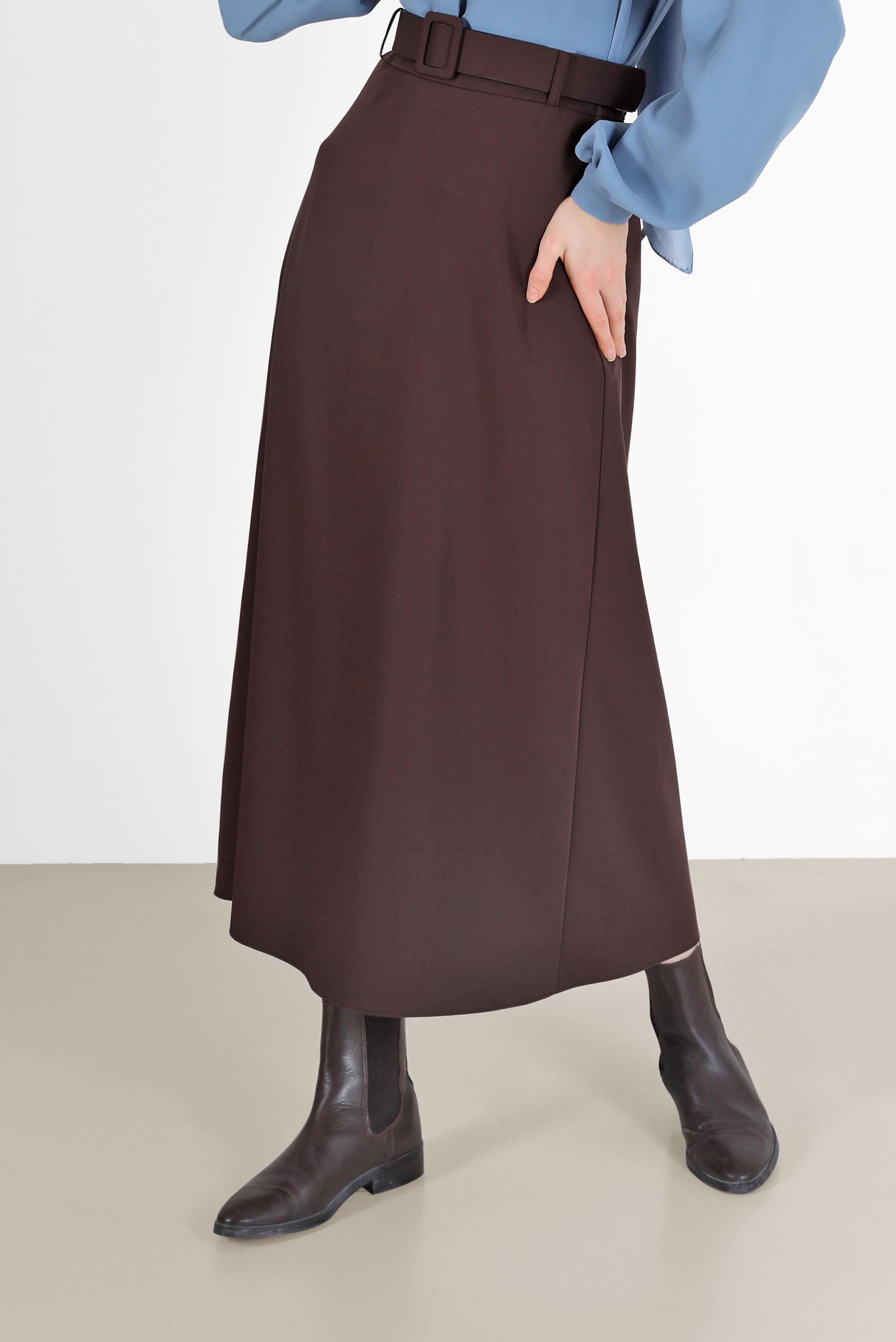 Tesettür giyim KAHVE KLASİK ETEK 60219 