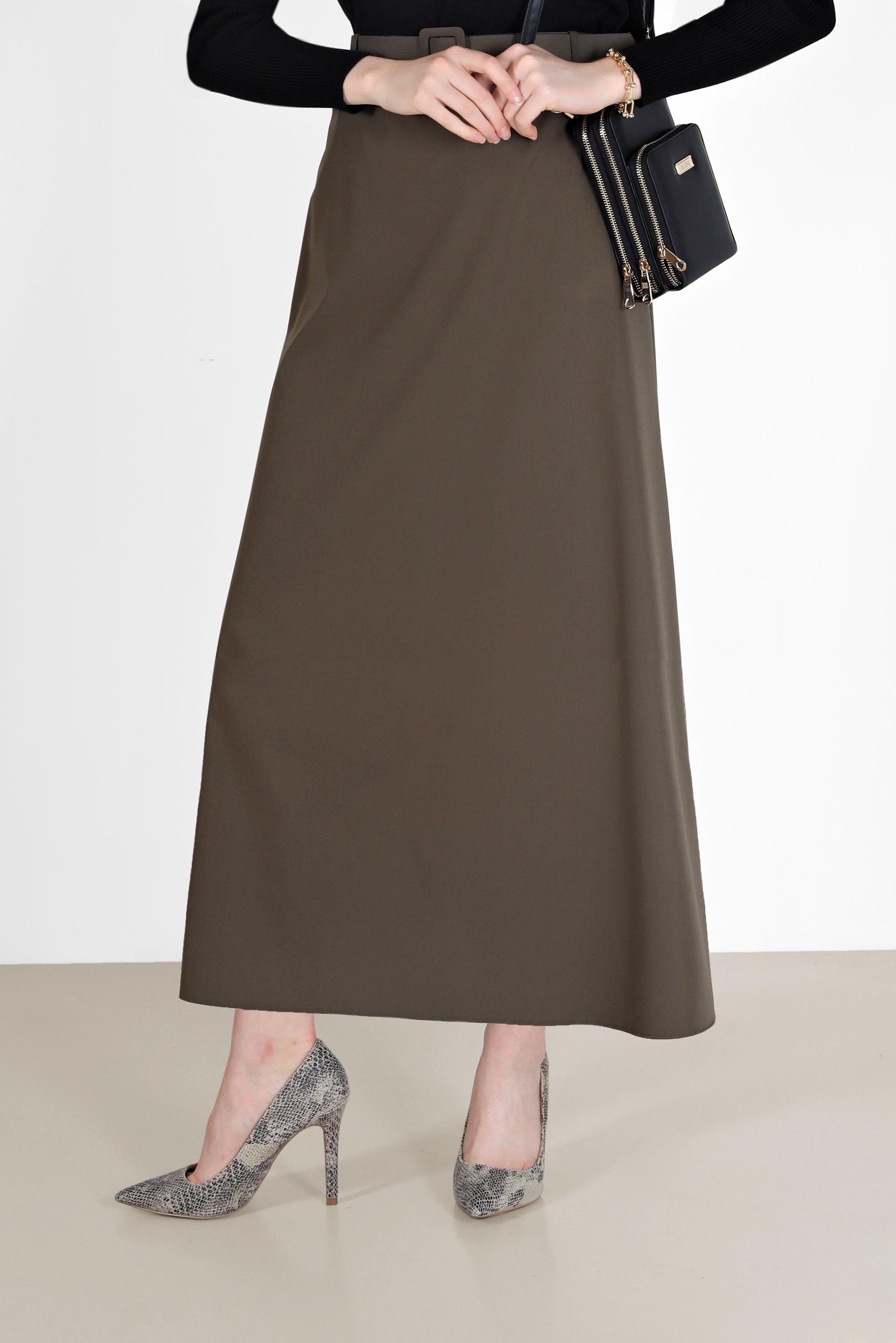 Tesettür giyim HAKİ KLASİK ETEK 60219 