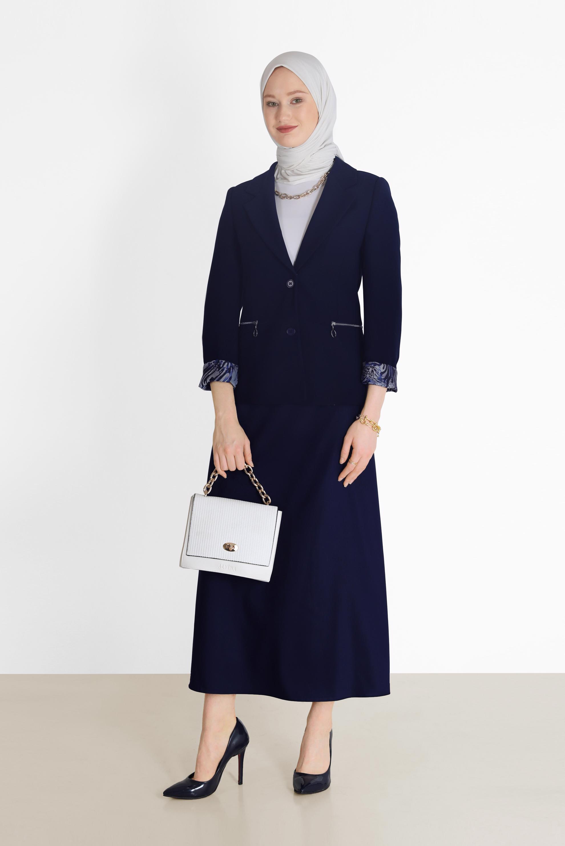 Tesettür giyim LACİVERT KLASİK ETEK 60219 