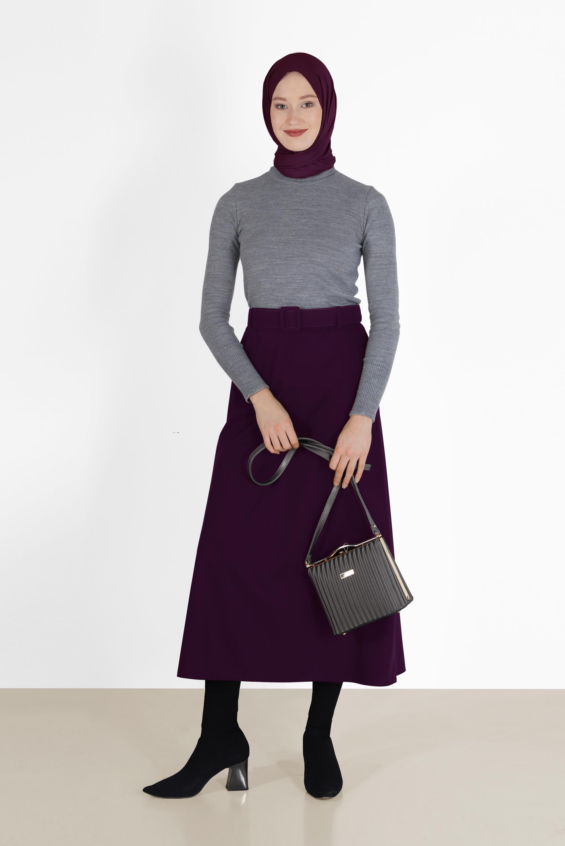 Tesettür giyim MÜRDÜM KLASİK ETEK 60219 