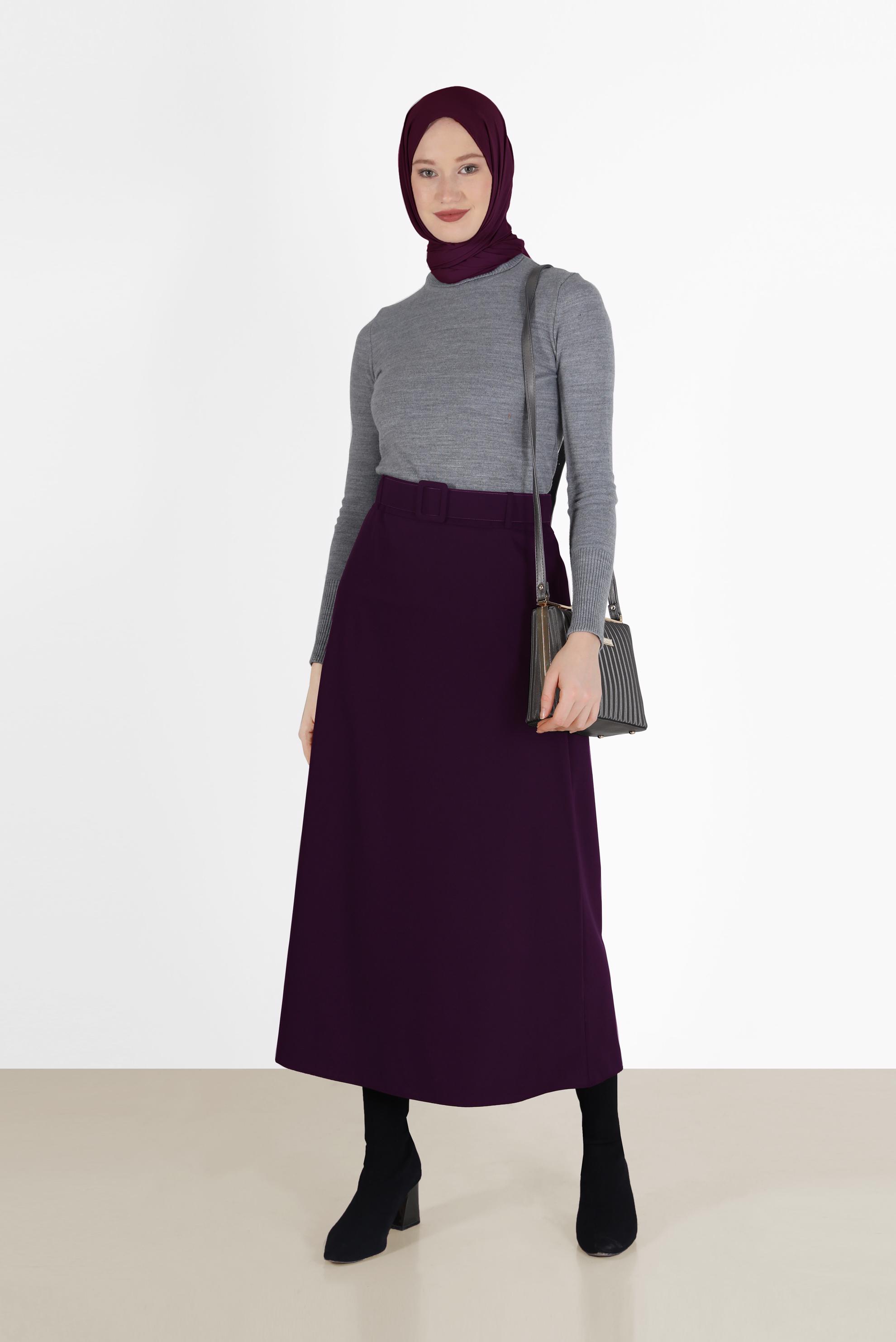 Tesettür giyim MÜRDÜM KLASİK ETEK 60219 