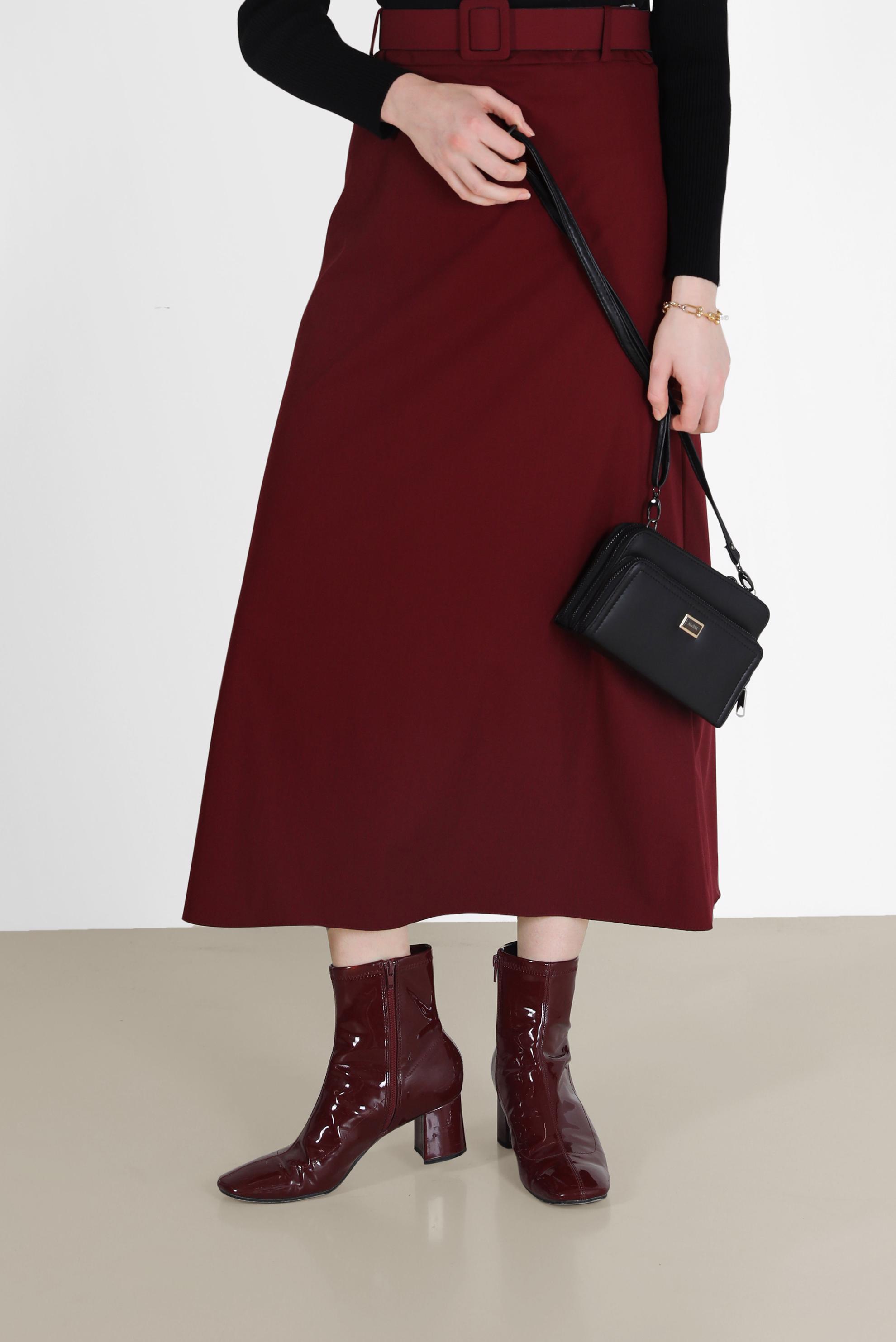 Tesettür giyim BORDO KLASİK ETEK 60219 