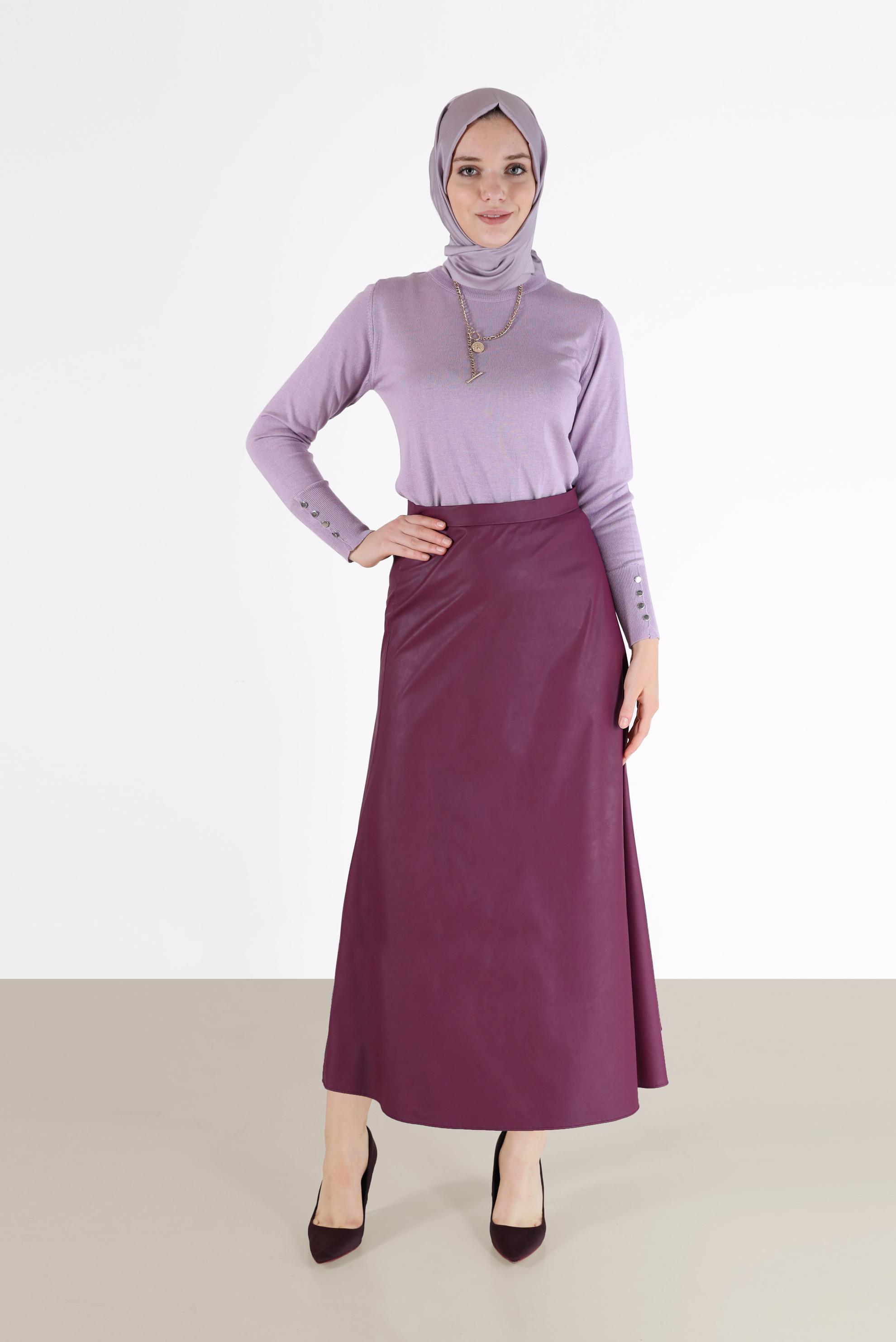 Tesettür giyim BORDO GENİŞ KESİM ETEK 60220 